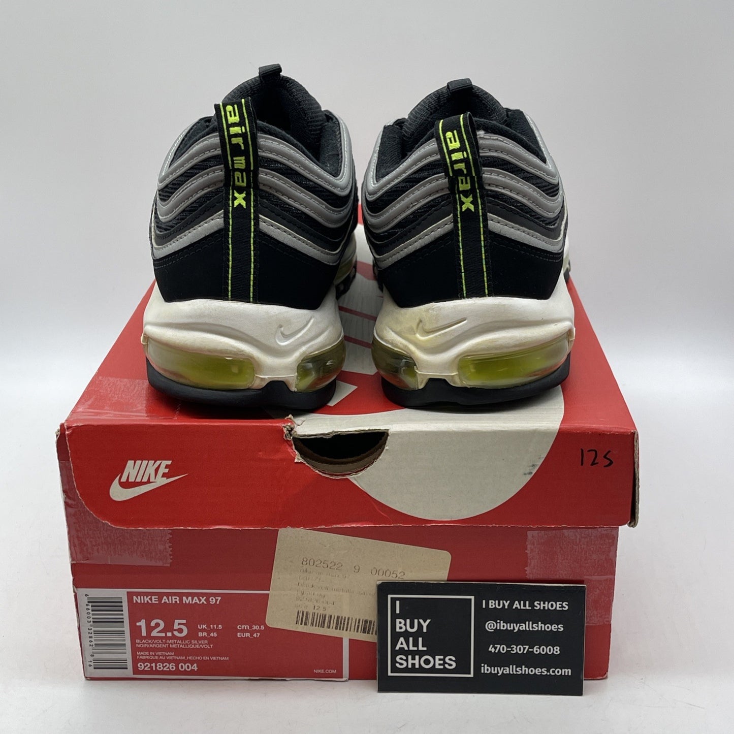 Size 12.5 - Nike Air Max 97 OG QS Neon Black Grey Suede (921826-004)