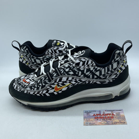 Size 11 - Nike Air Max 98 All Over Print Black White Suede Leather (AQ4130-100)