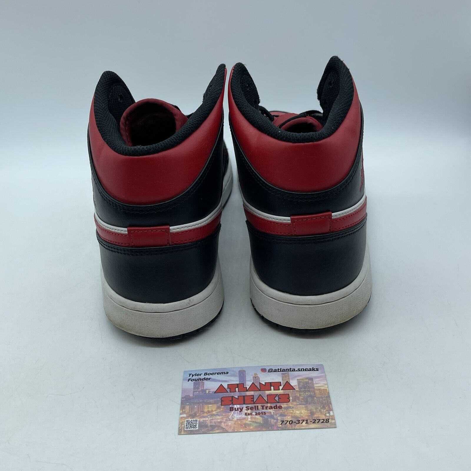Size 12.5 - Jordan 1 Mid Bred Toe Black Red White Leather (554724-079)