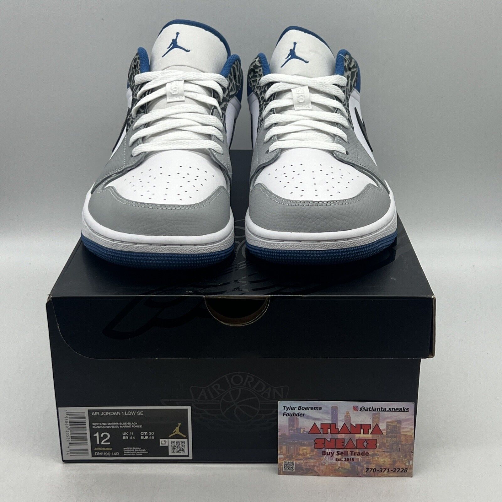 Size 12 - Jordan 1 Low True Blue Brand New Og All White