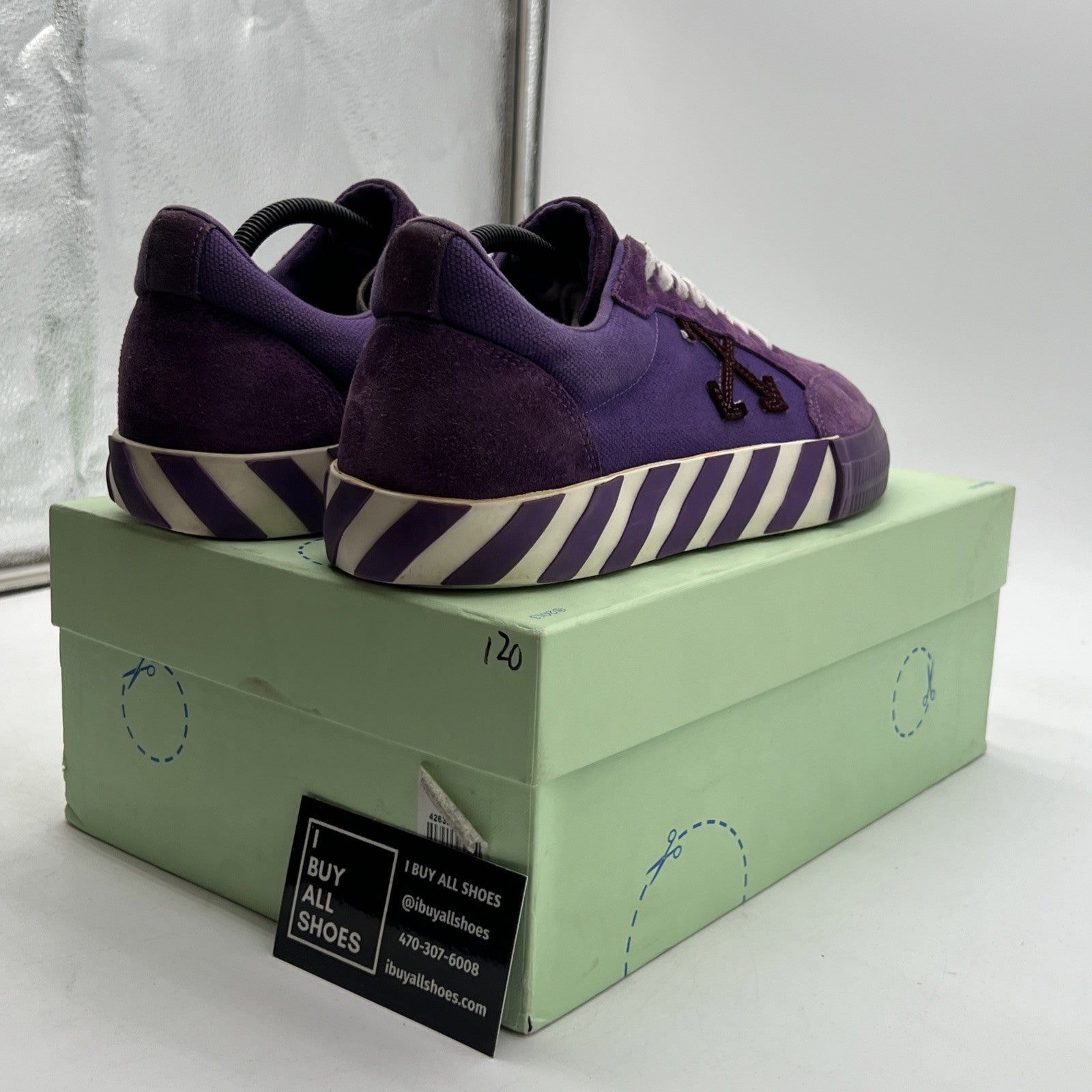 Size 44 - Off-White Women's  Vulcanized Low Canvas Shoes Violet/Violet arrow