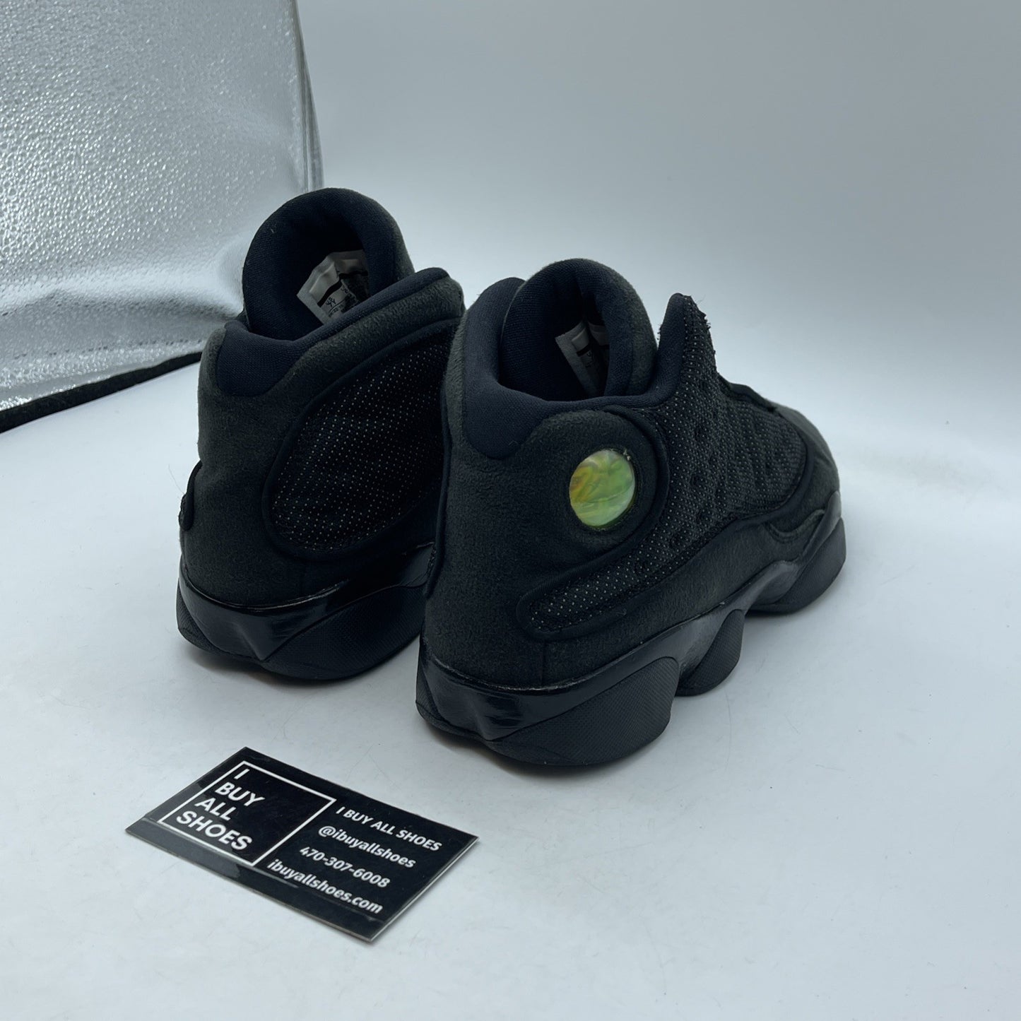 Size 7Y - Nike Air Jordan 13 Retro Black Cat Leather Suede  (884129-011)