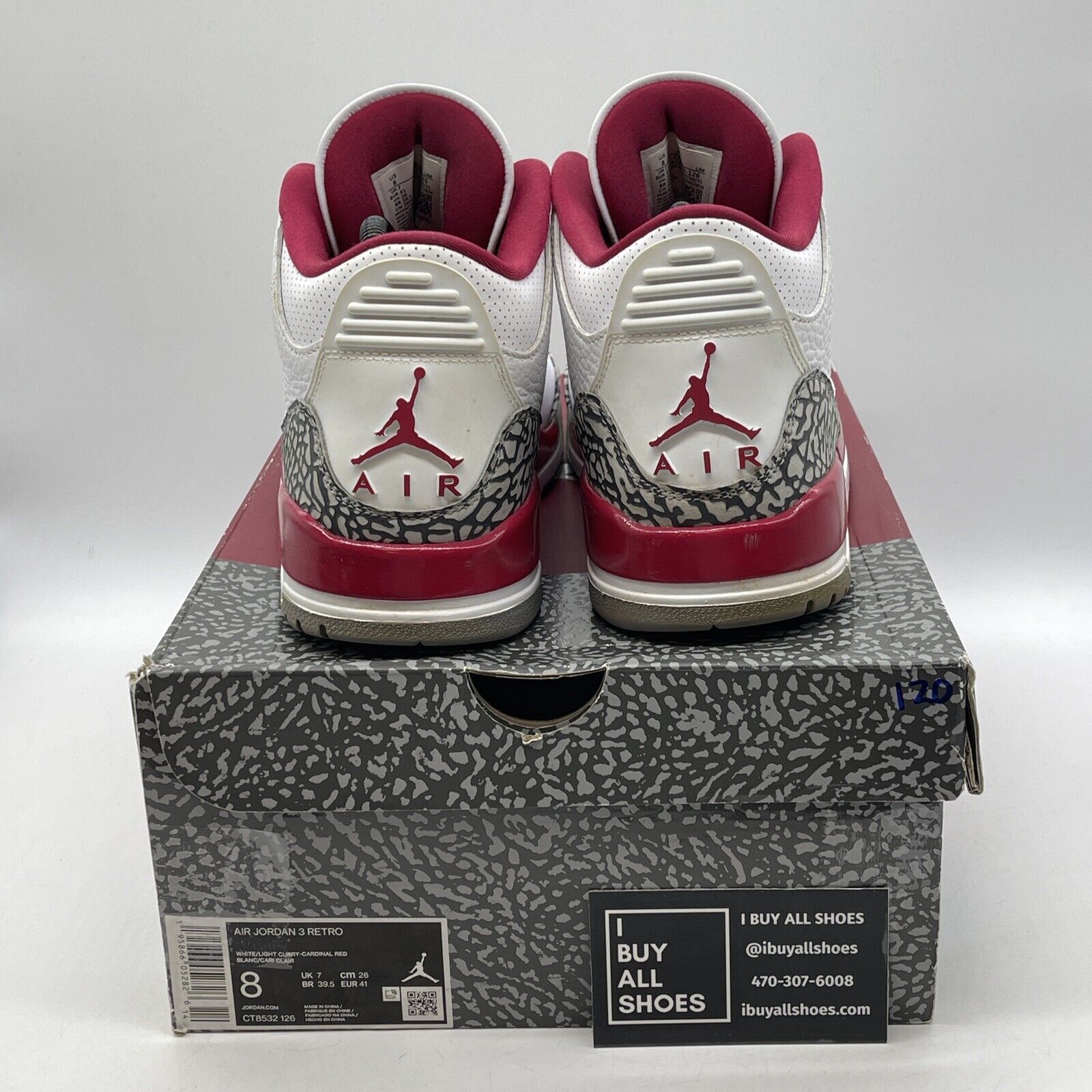 Size 8 - Jordan 3 Retro Mid Cardinal Red White Suede Leather (CT8532-126)