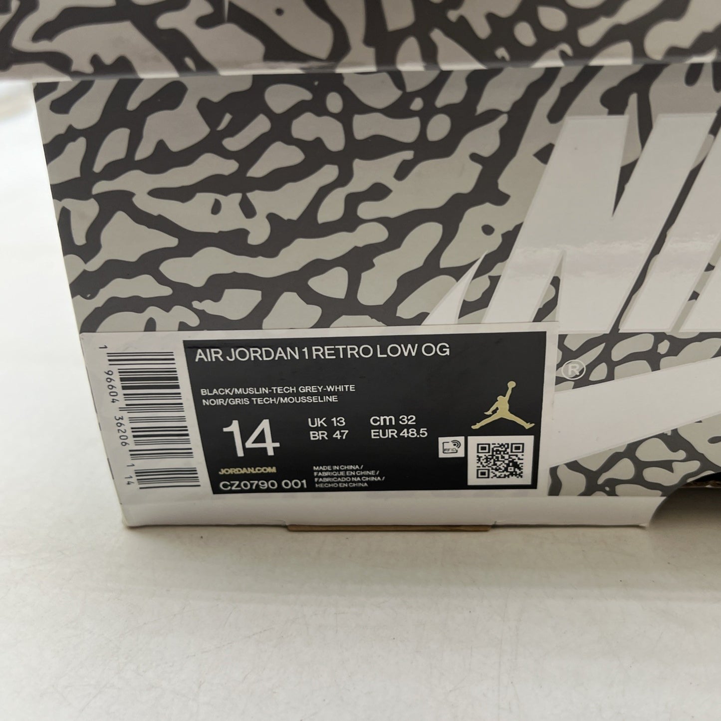 Size 14 - Air Jordan 1 Retro OG Low Black Cement (CV0790-001)