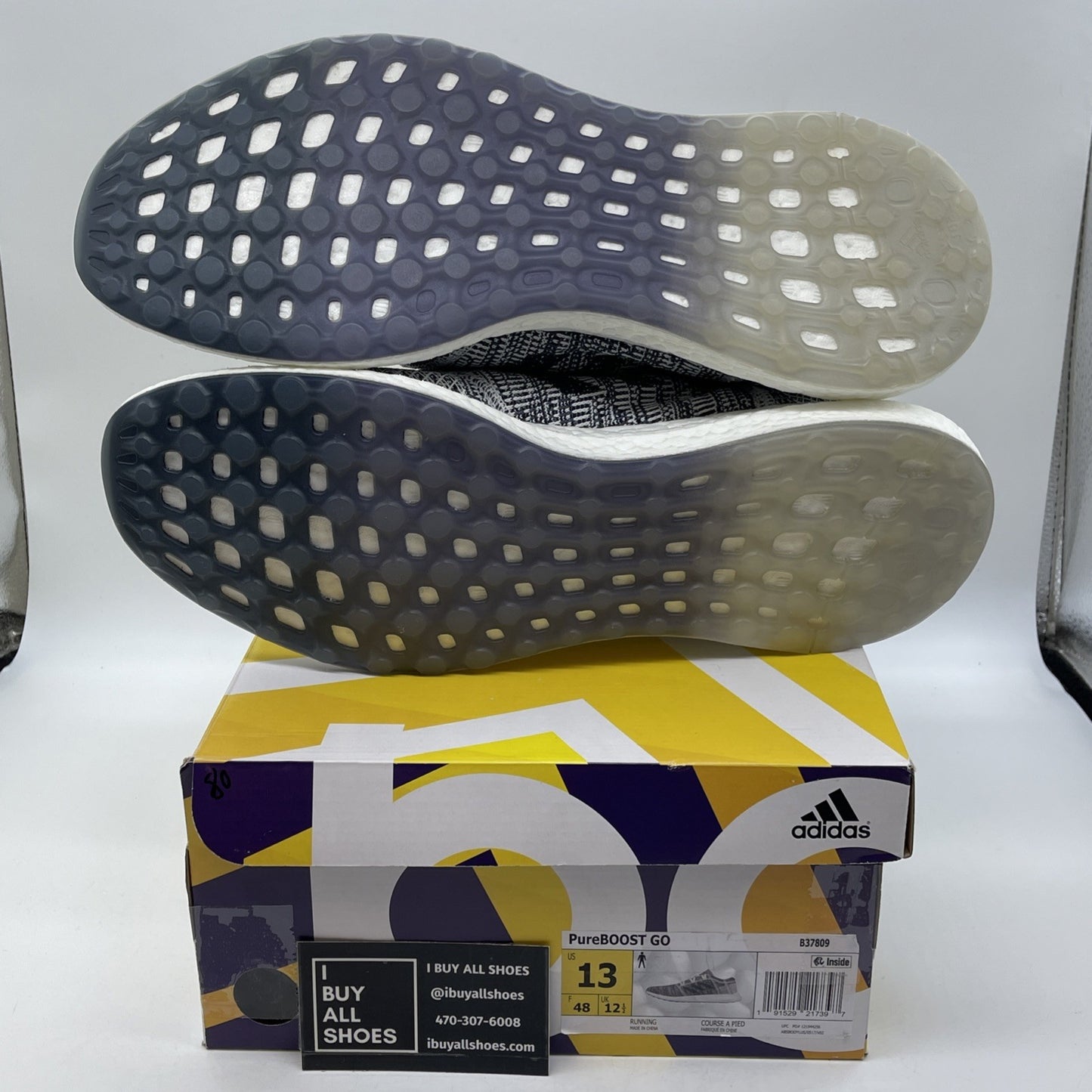 Size 13 - adidas PureBoost Go White Indigo Blue White Suede (B37809)