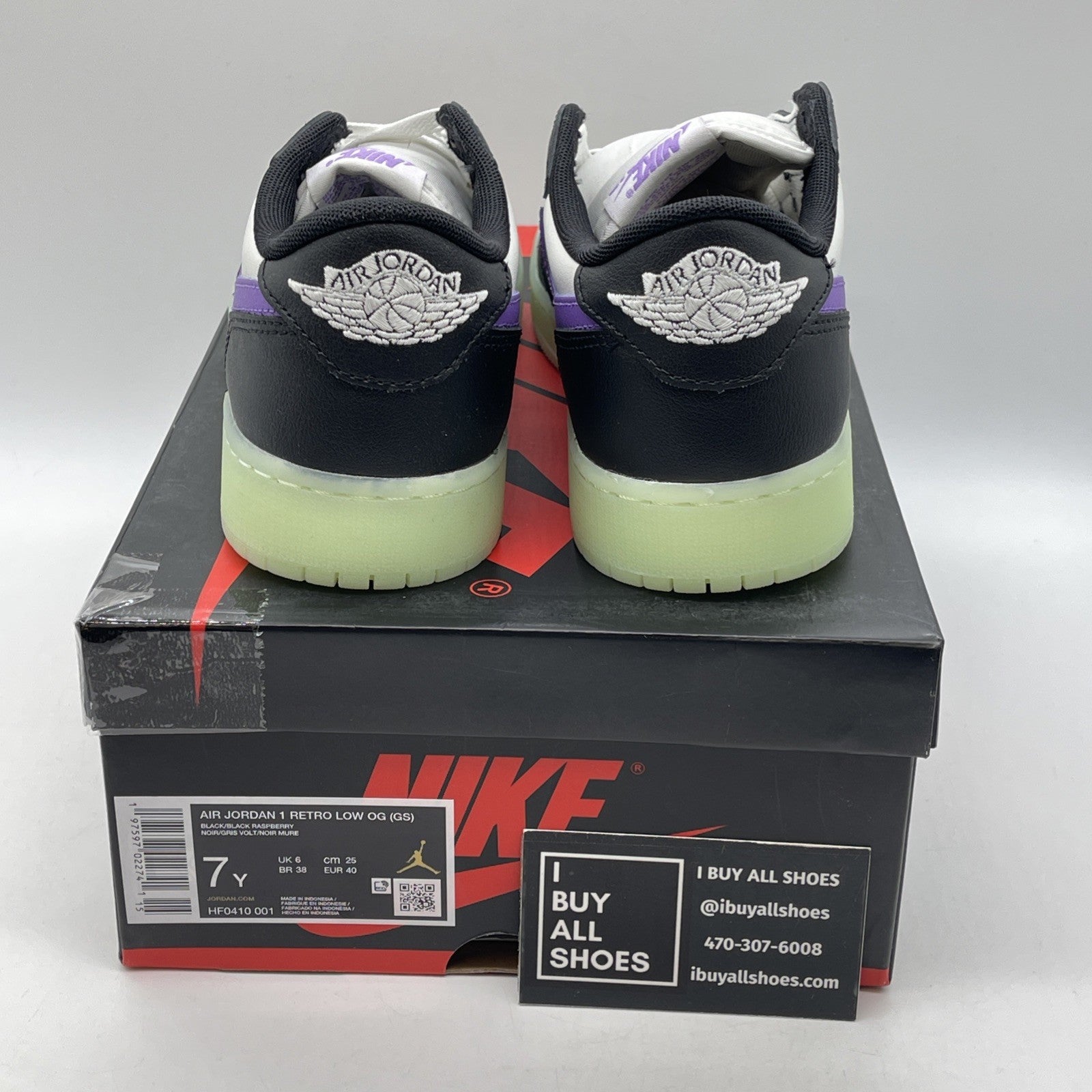 Size 7Y - Nike Air Jordan 1 Retro Low Black Raspberry Leather (HF0410-001)