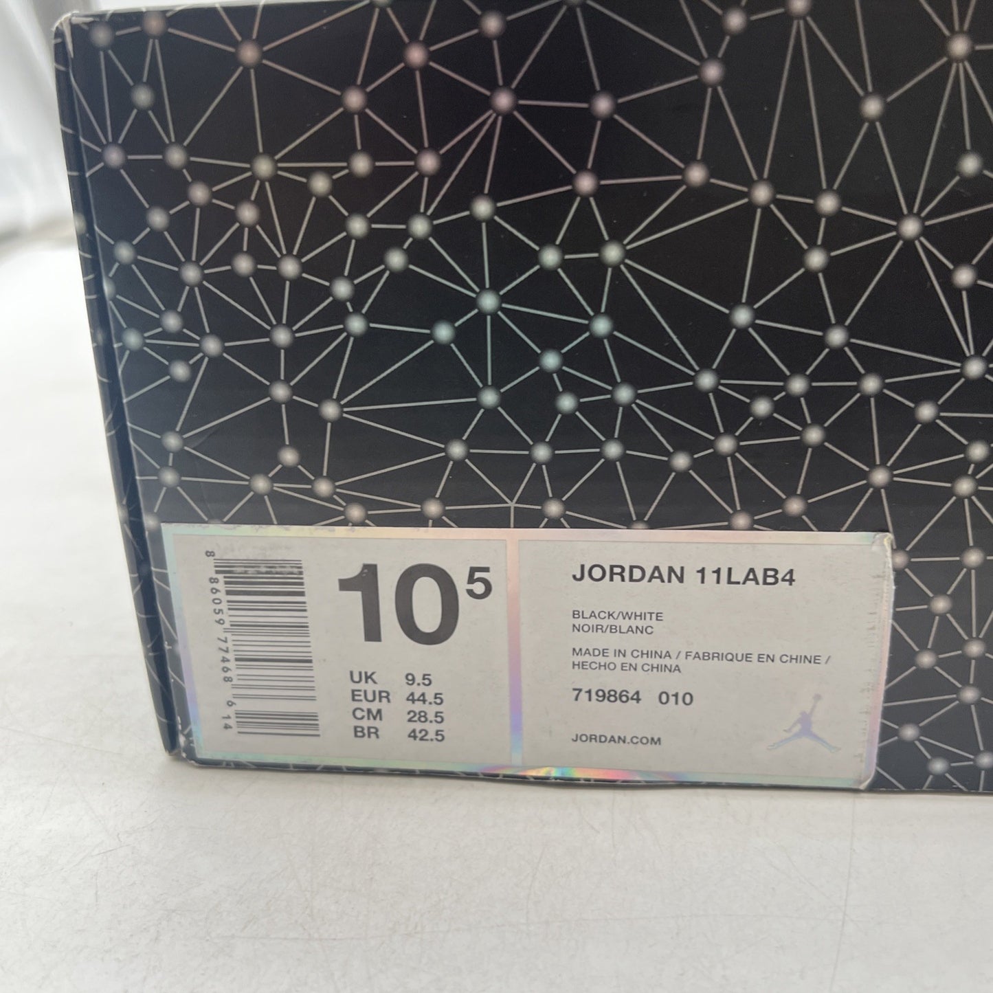Size 10.5 - Air Jordan 4 Retro 11Lab4 - Black (719864-010)