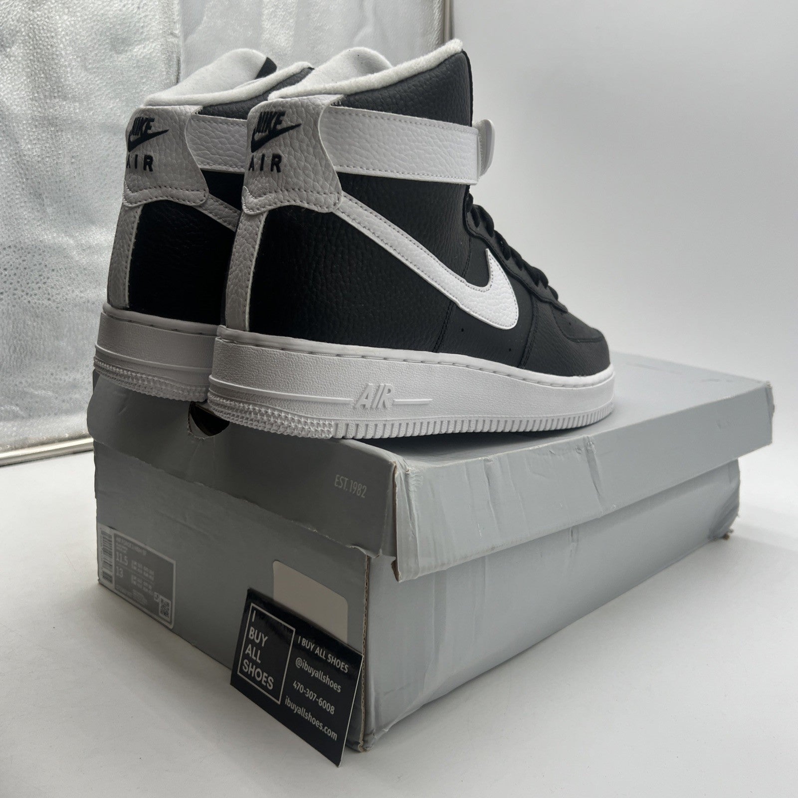 Size 11.5 - Nike Air Force 1 '07 High Black White (CT2303-002)