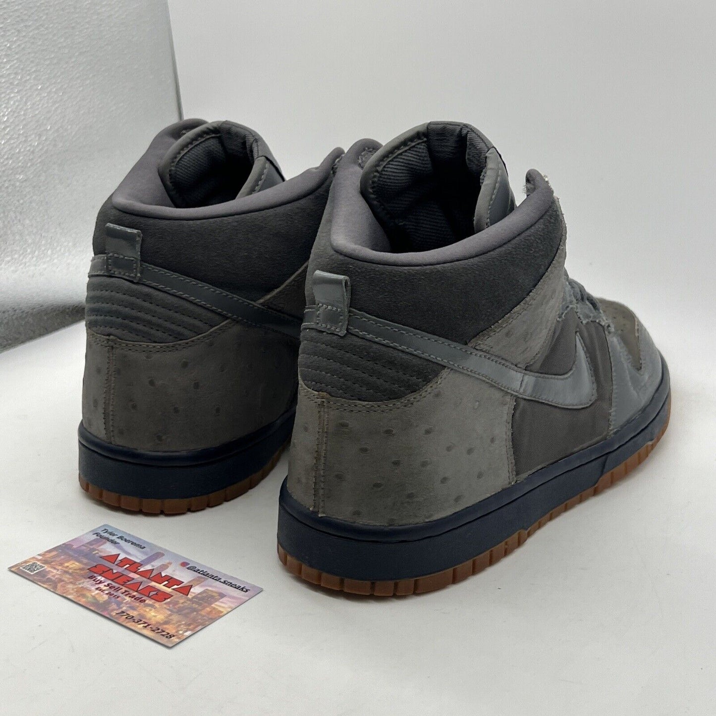 Size 10.5 - Nike Dunk Deluxe High Gray Leather Suede Gum (312032-001)