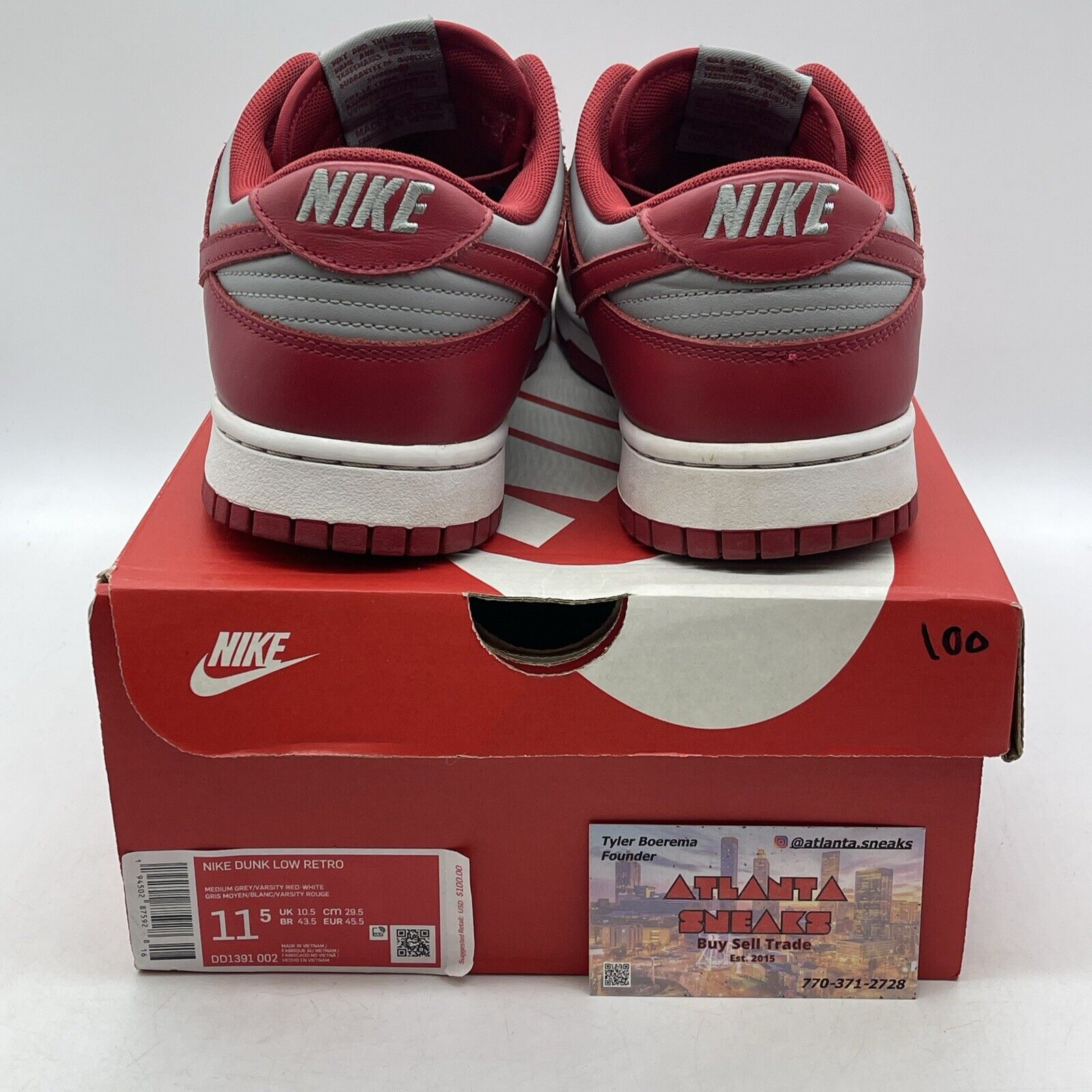 Size 11.5 - Nike Dunk Low SP UNLV 2021 Red White Grey Leather (DD1391-002)
