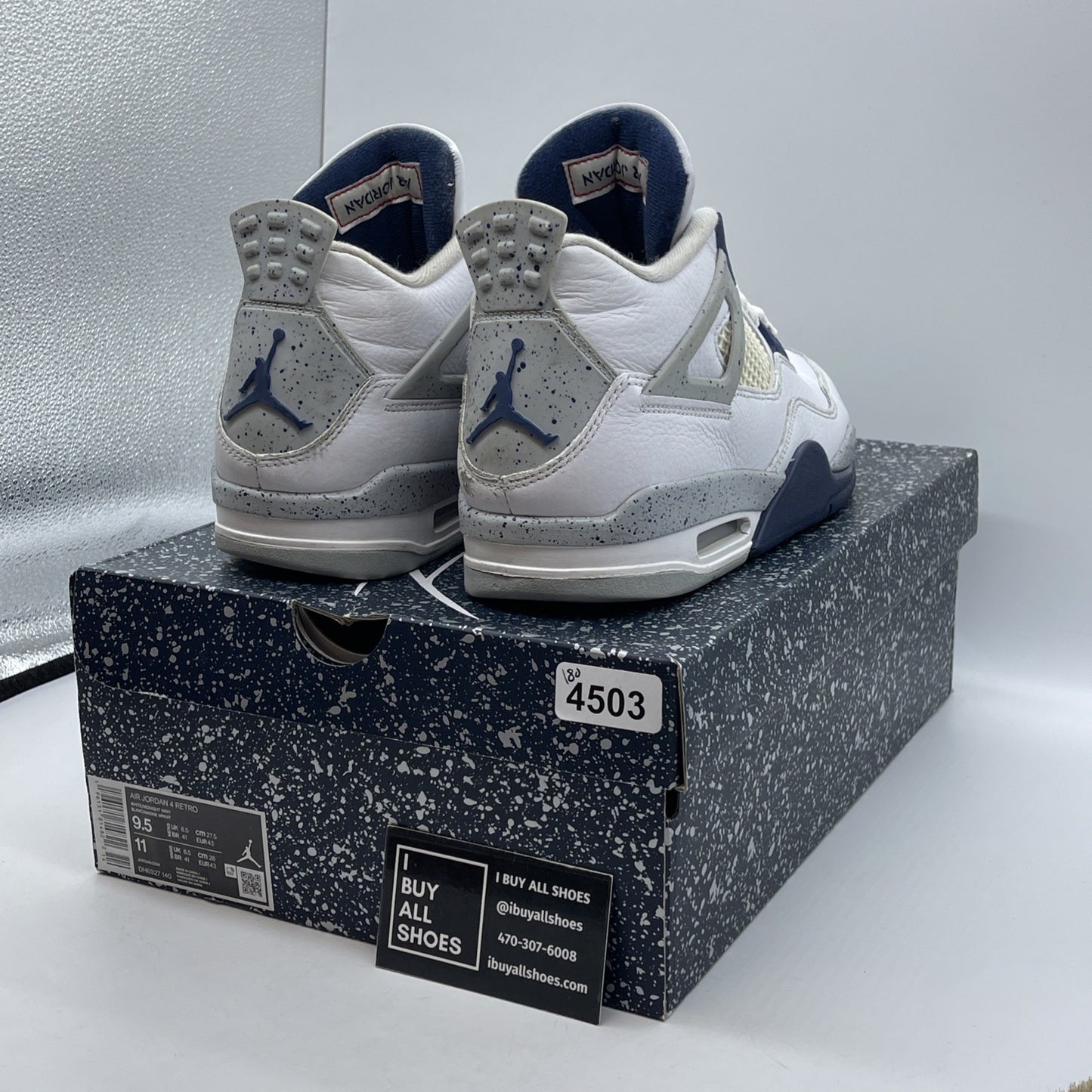 Size 9.5 - Jordan 4 Retro Mid Midnight Navy White Leather (DH6927-140)