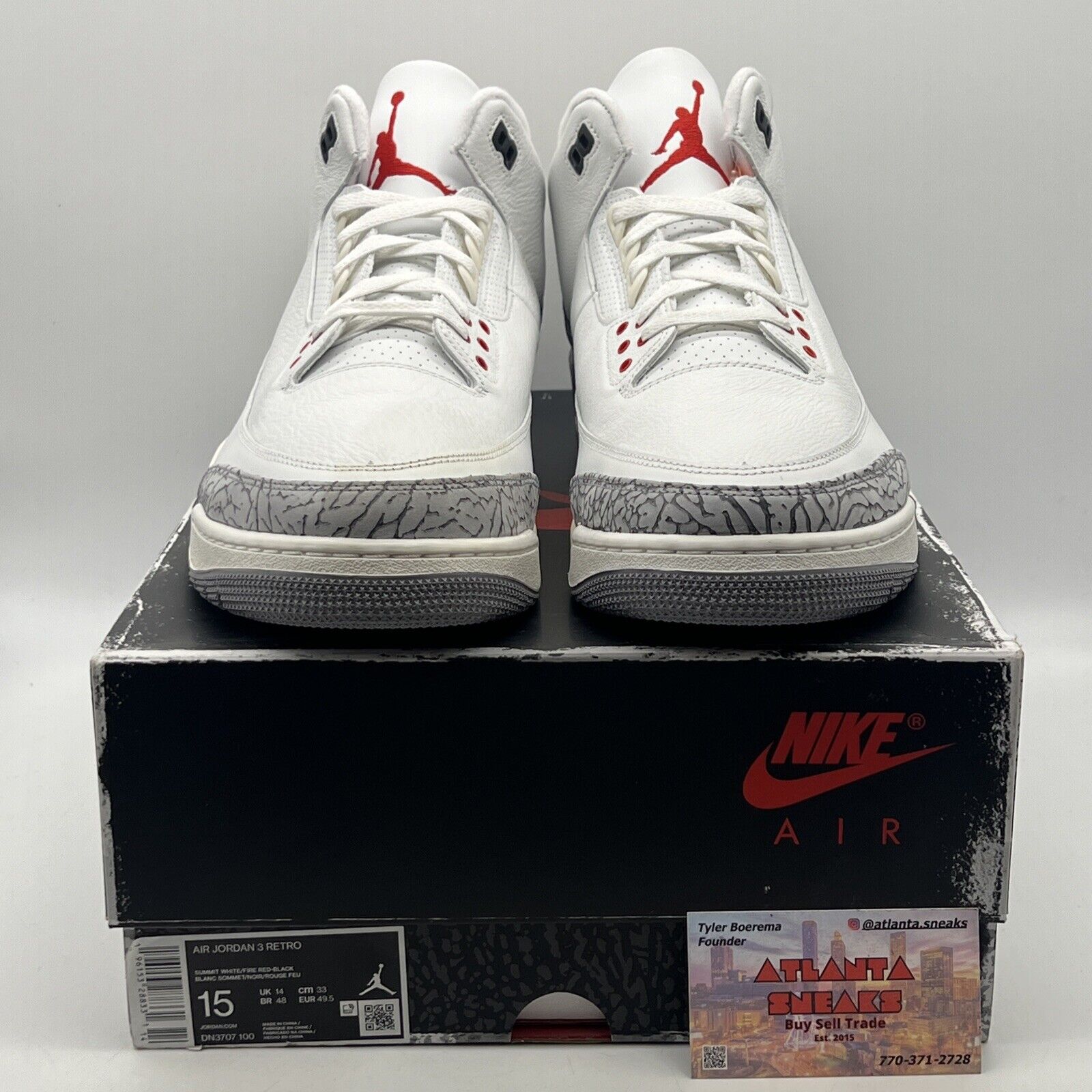 Size 15 - Jordan 3 Retro Mid White Cement Reimagined Red Black Grey (DN3707-100)