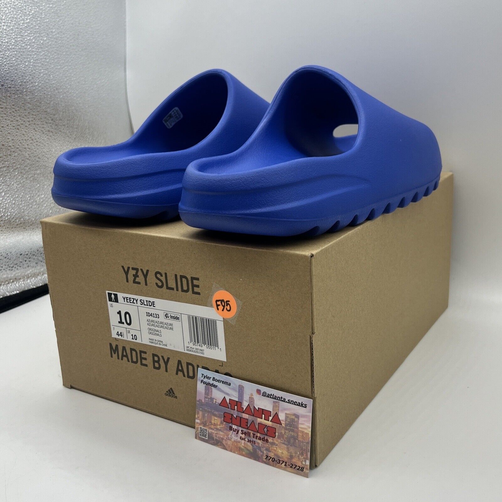 Yeezy Slide Slides Blue Azure Size 10 Brand New Id4133 Og All Adidas Slide