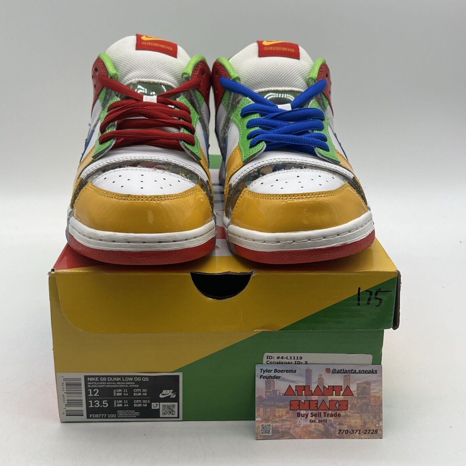 Size 12 - Nike Dunk Low SB Sandy Bodecker Yellow Leathe Red Green (FD8777-100)