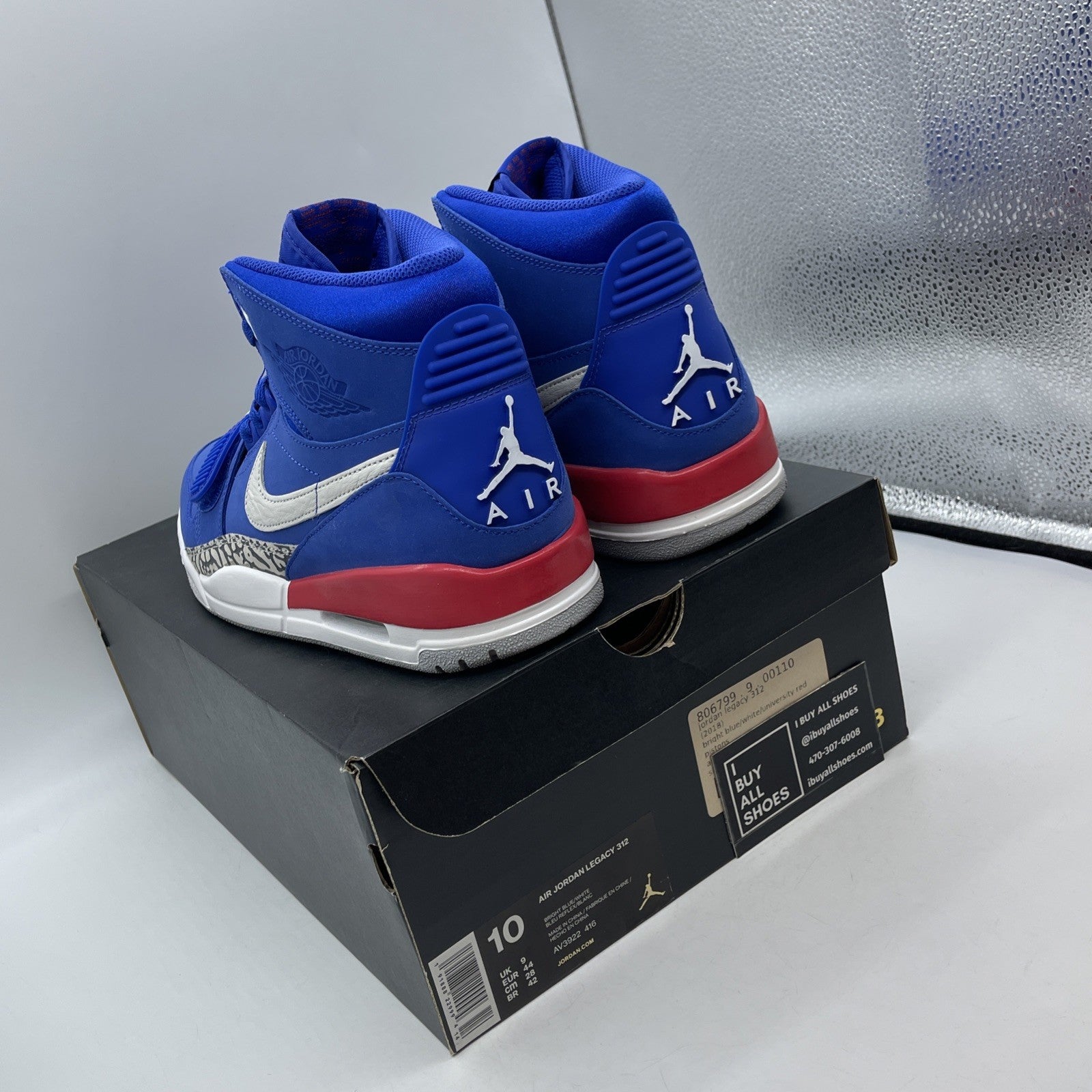 Size 10 - Air Jordan Legacy 312 Pistons Blue Grey Suede (AV3922-416)