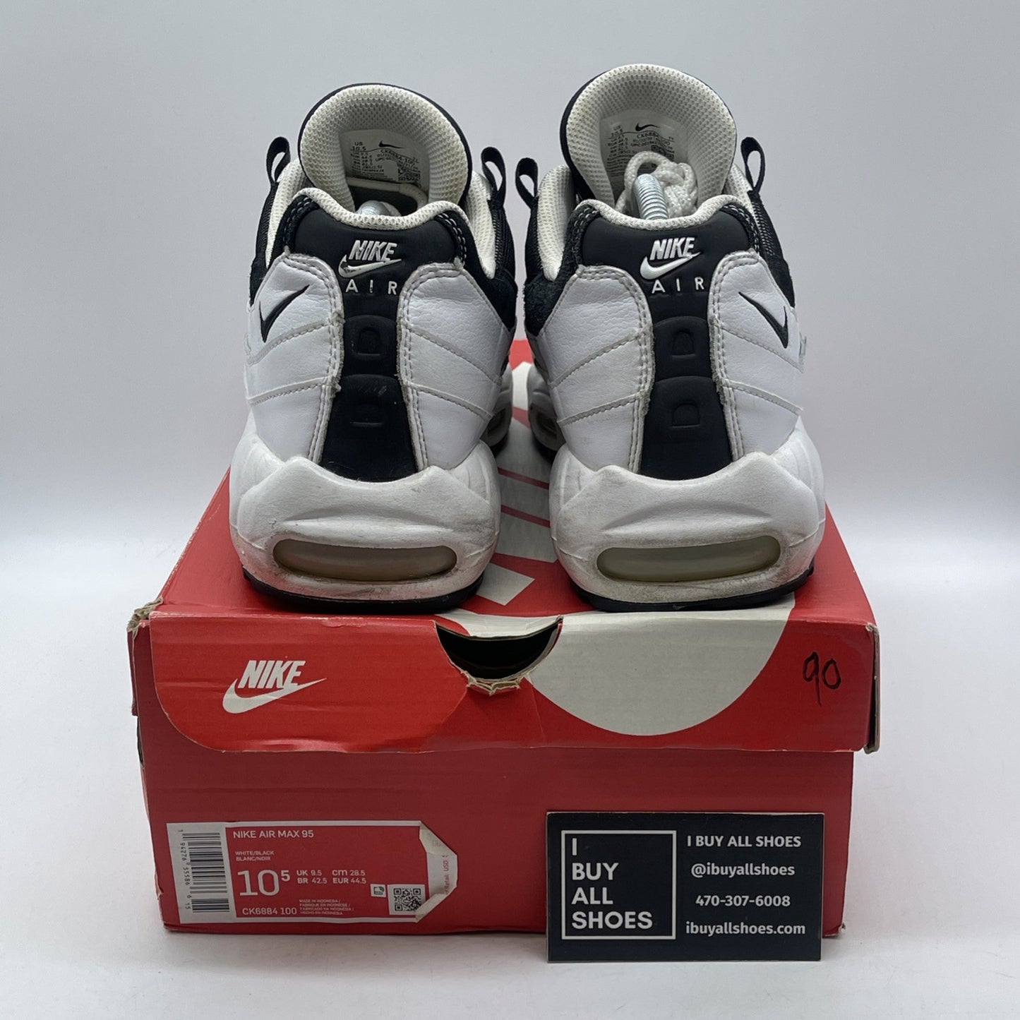 Size 10.5 - Nike Air Max 95 Ying Yang Pack White Black Leather (CK6884-100)