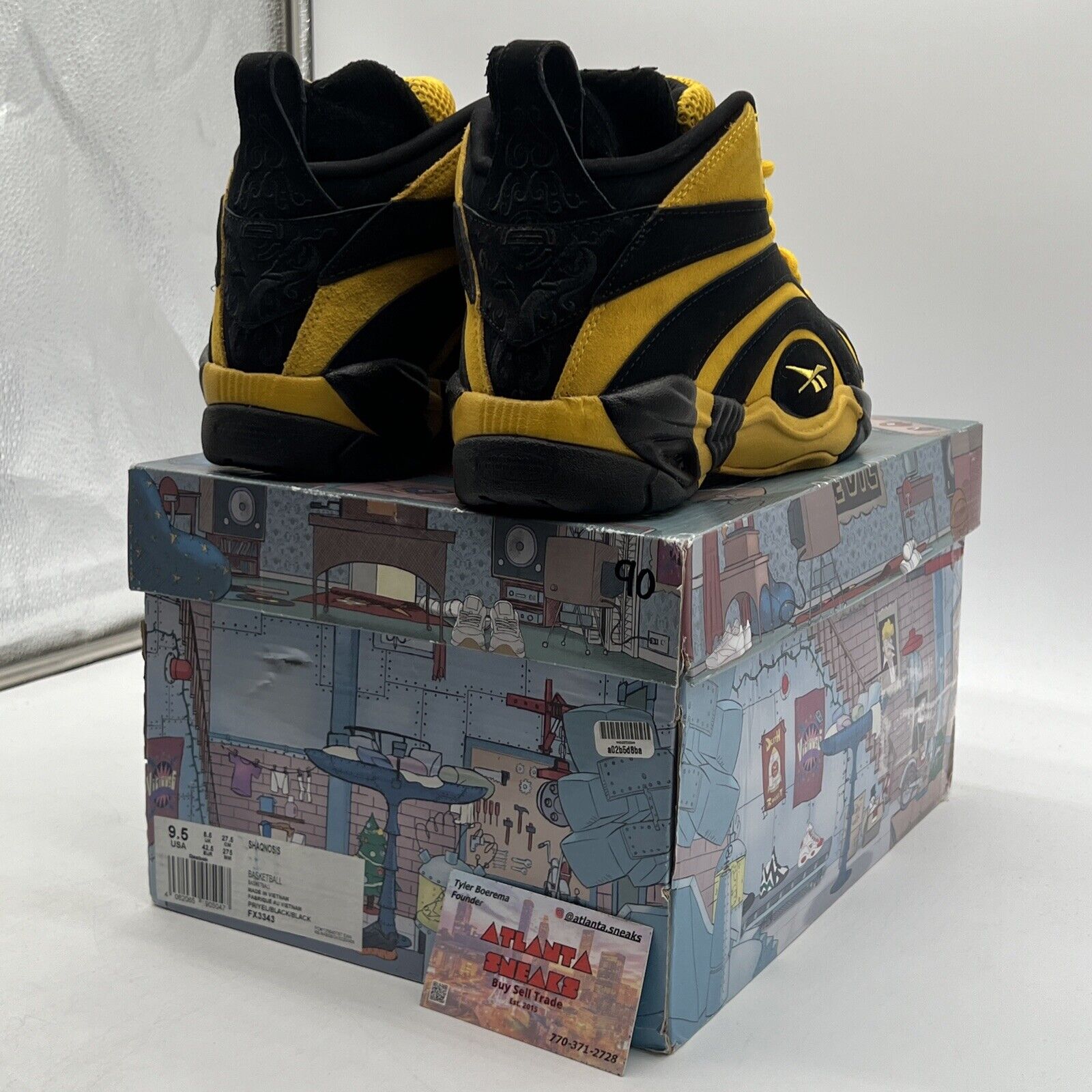 Size 9.5 - Reebok Shaqnosis Shaq Fu Black Yellow Suede Leather (FX3343)