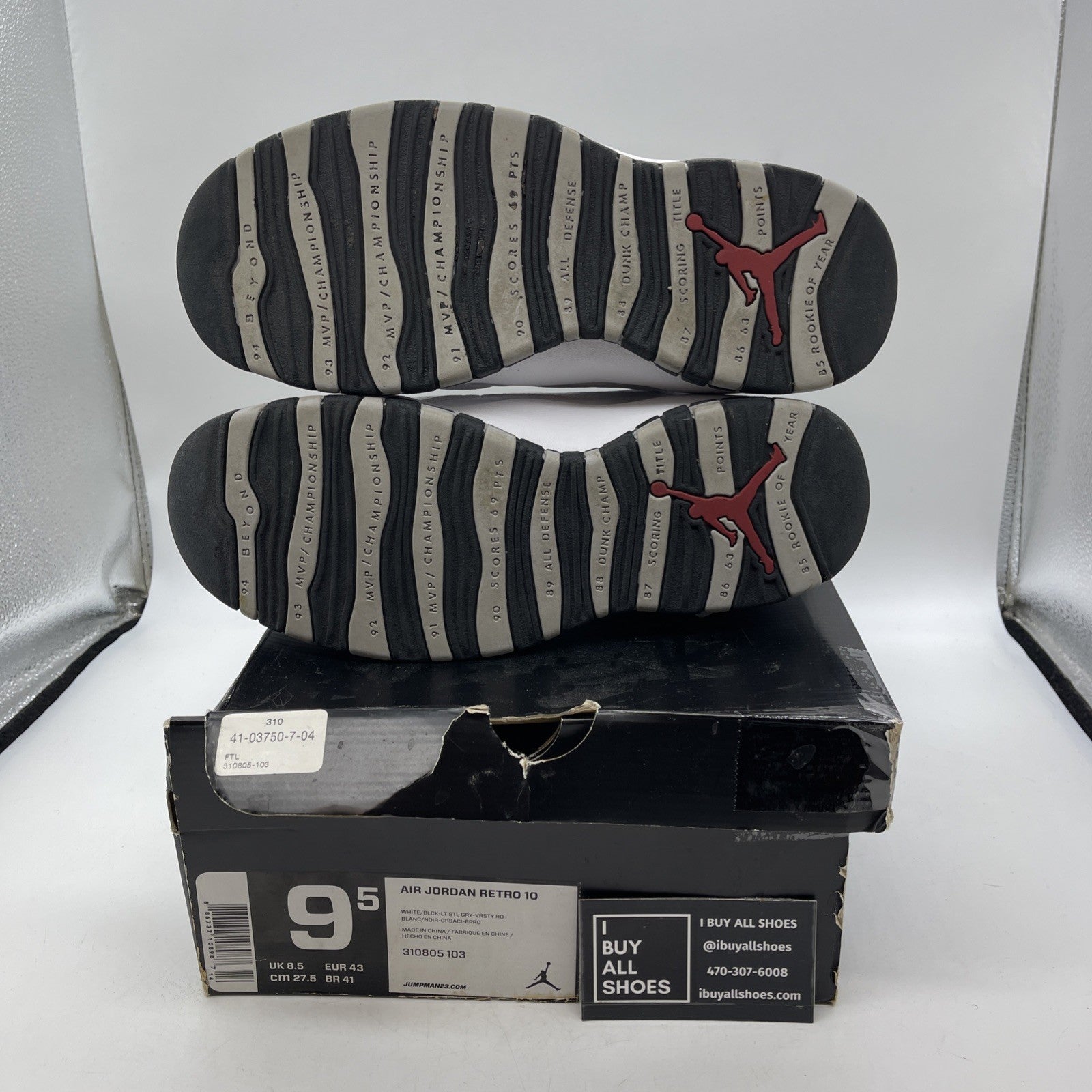 Size 9.5 - Air Jordan 10 Retro 2013 Steel (310805–103)