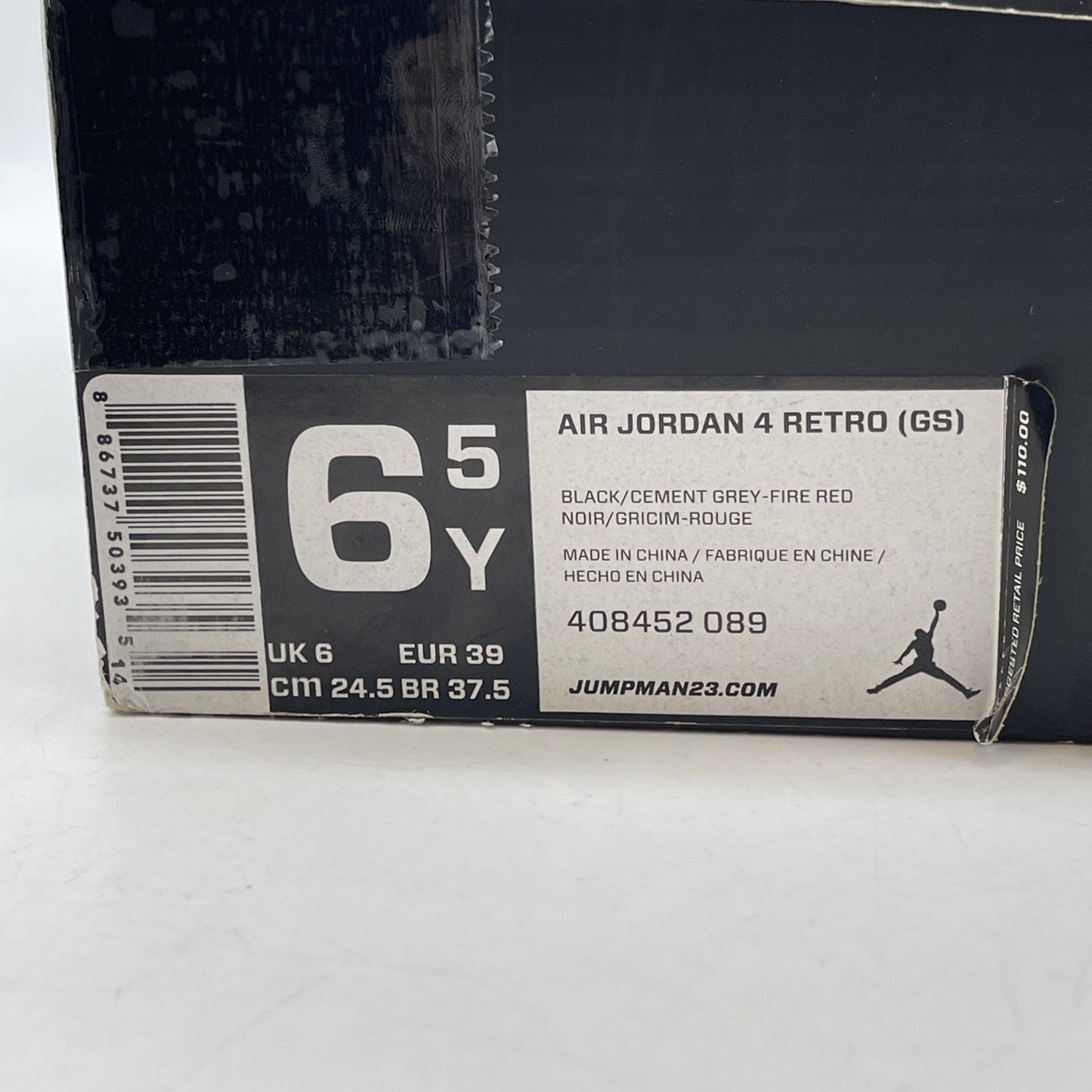 Size 6.5Y - Jordan 4 Retro bred release Black Grey Suede Leather (408452-089)