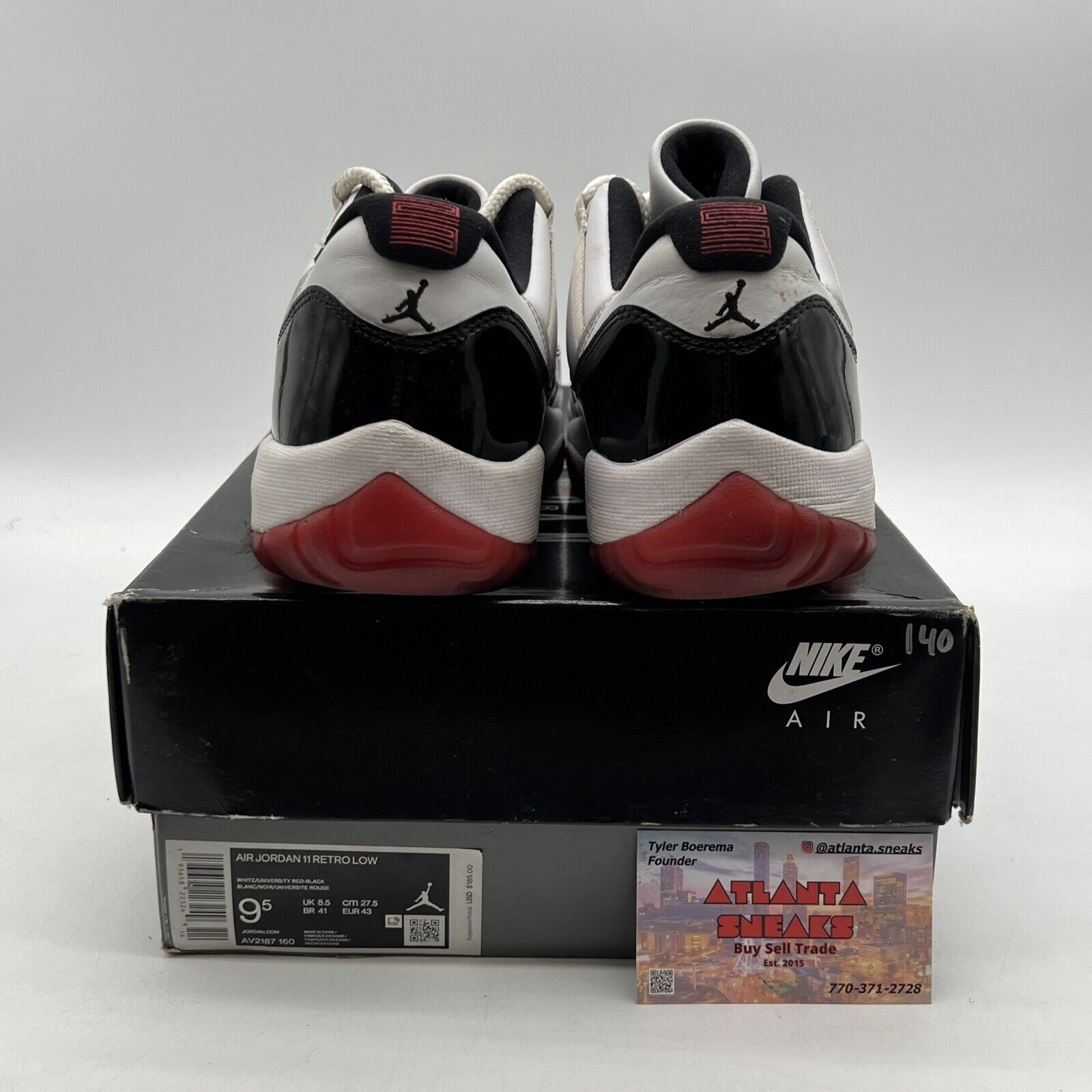 Size 9.5 - Jordan 11 Retro Low Concord-Bred Black White Red (AV2187-160)