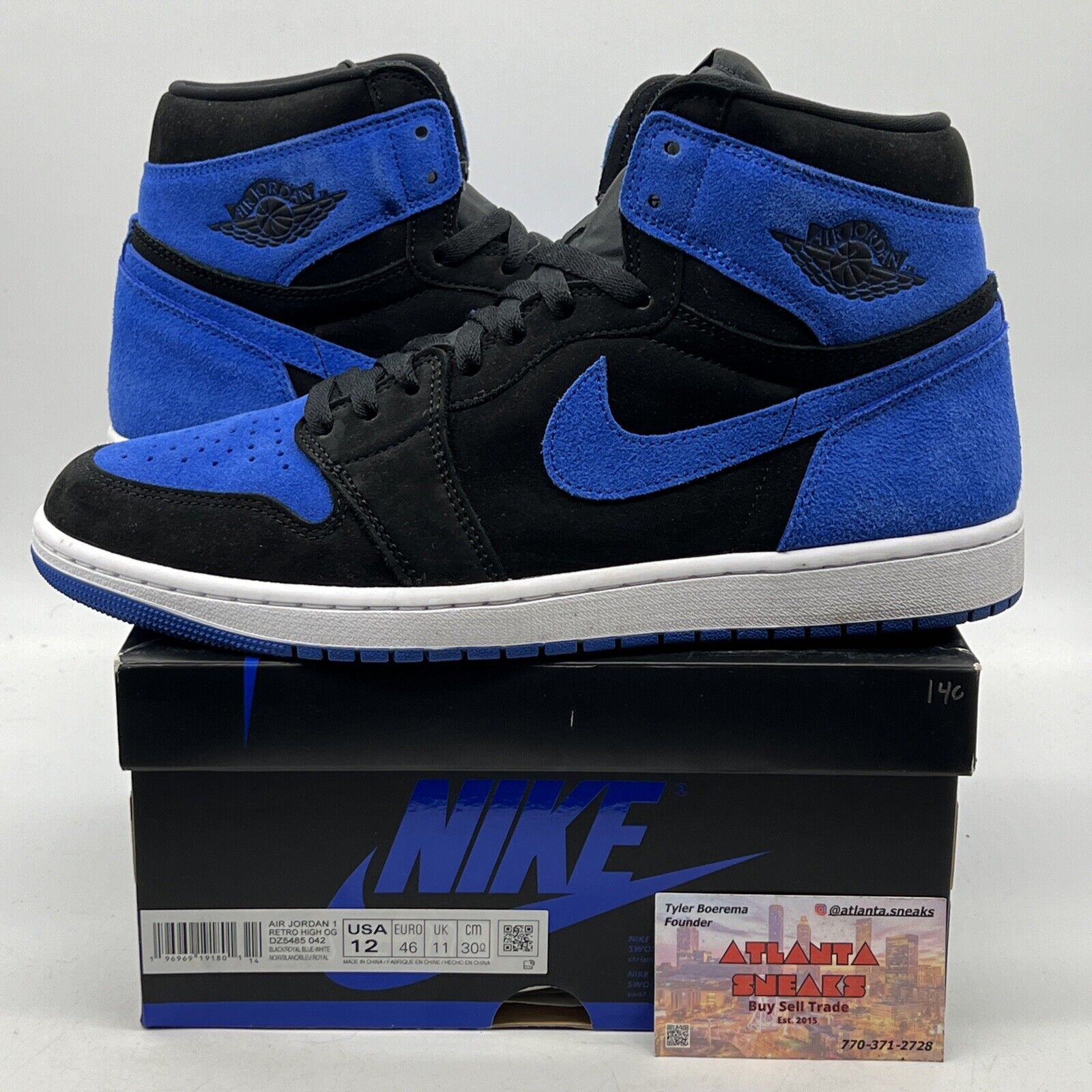 Size 12 - Jordan 1 Retro OG High Royal Reimagined Black Blue Suede (DZ5485-042)