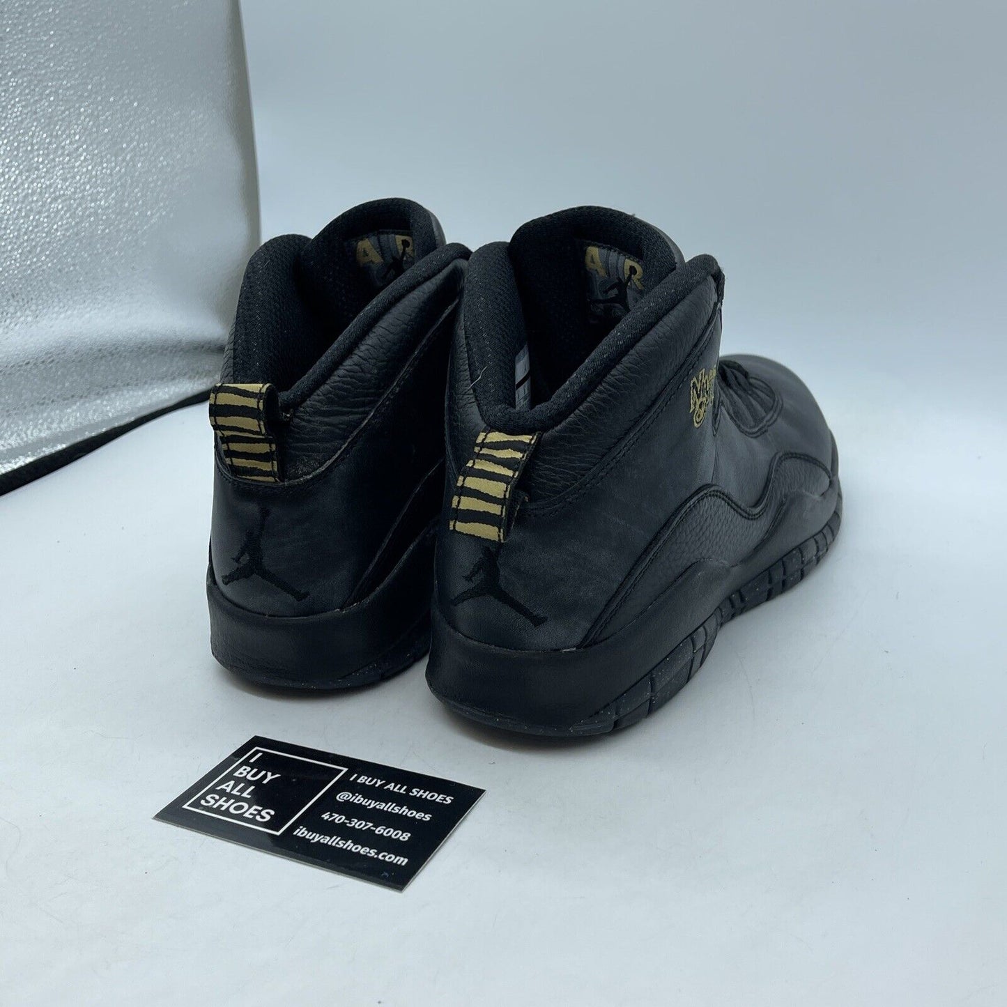 Size 9 - Air Jordan 10 Retro NYC Black Gold Leather Suede (310805-012)