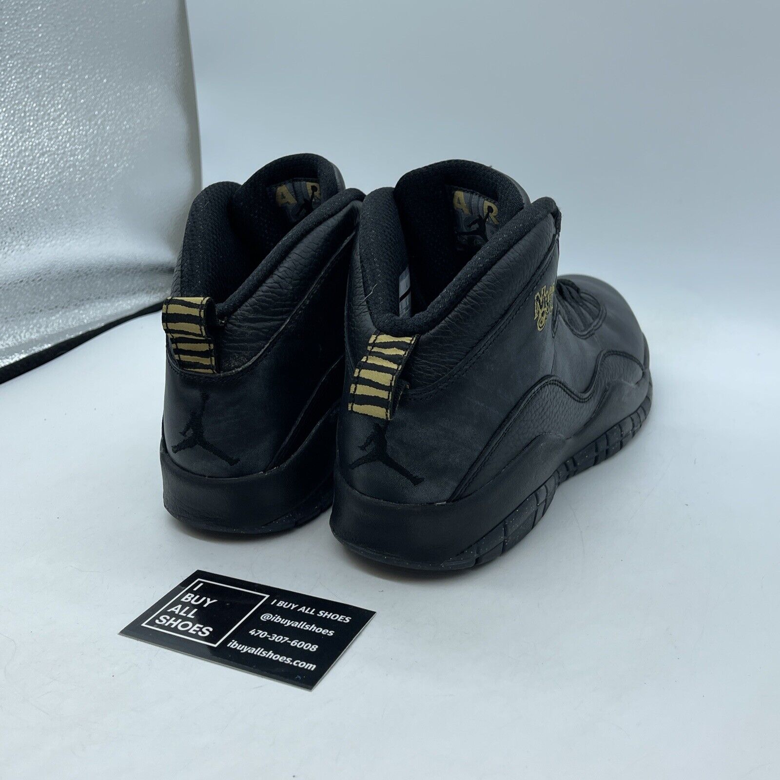 Size 9 - Air Jordan 10 Retro NYC Black Gold Leather Suede (310805-012)