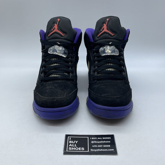 Size 9Y (GS) - Jordan 5 Retro Mid Raptors Black Purple Suede (440892-017)