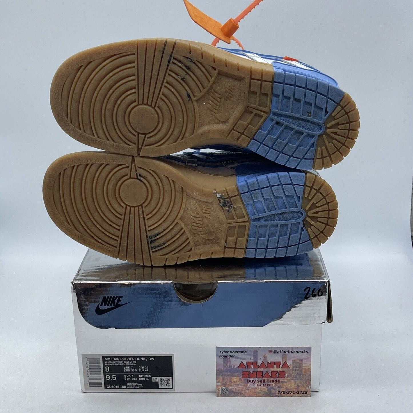 Size 8 - Nike Off-White x Air Rubber Dunk University Blue Leather (CU6015-100)