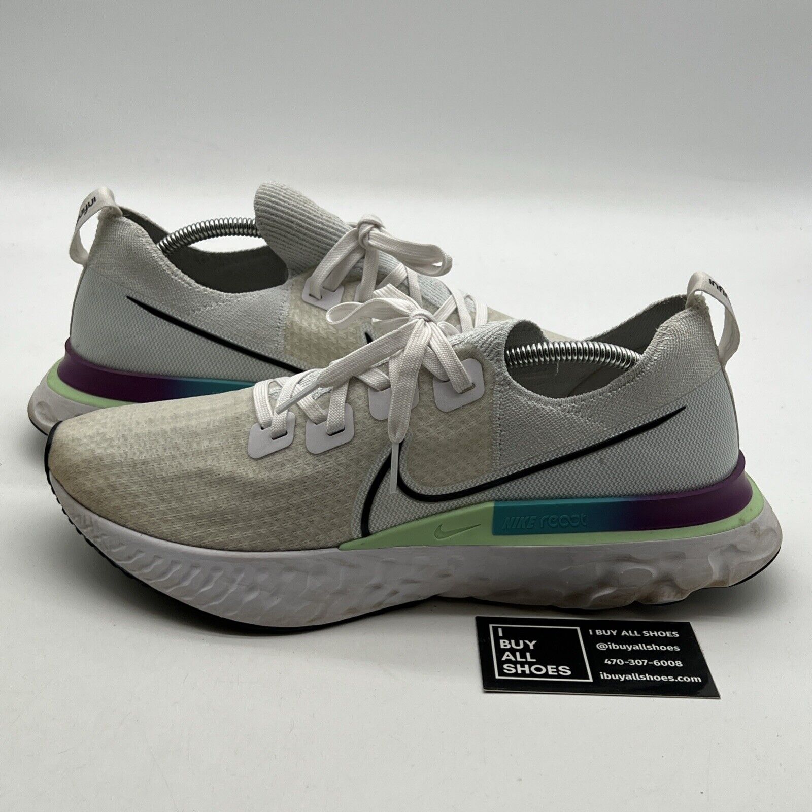 Size 11.5 - Nike React Infinity Run Flyknit White Vapor Green (CD4371-102)