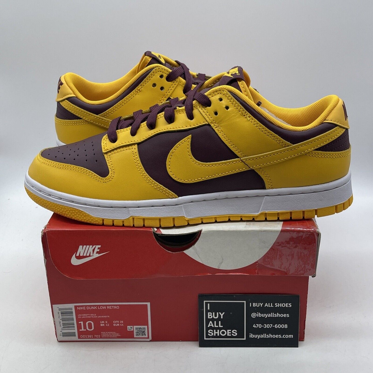 Size 10 - Nike Dunk Low Retro Arizona State Sun Devils Yellow Leather DD1391-702