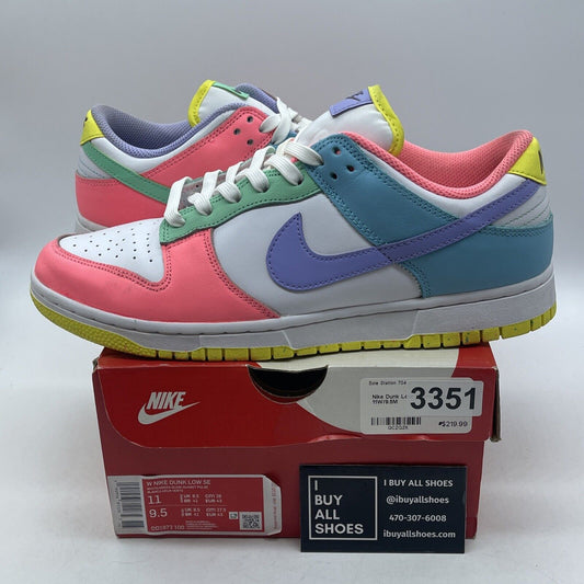 Size 11W - Nike Dunk SE Low Candy White Brown Yellow Blue Leather (DD1872-100)