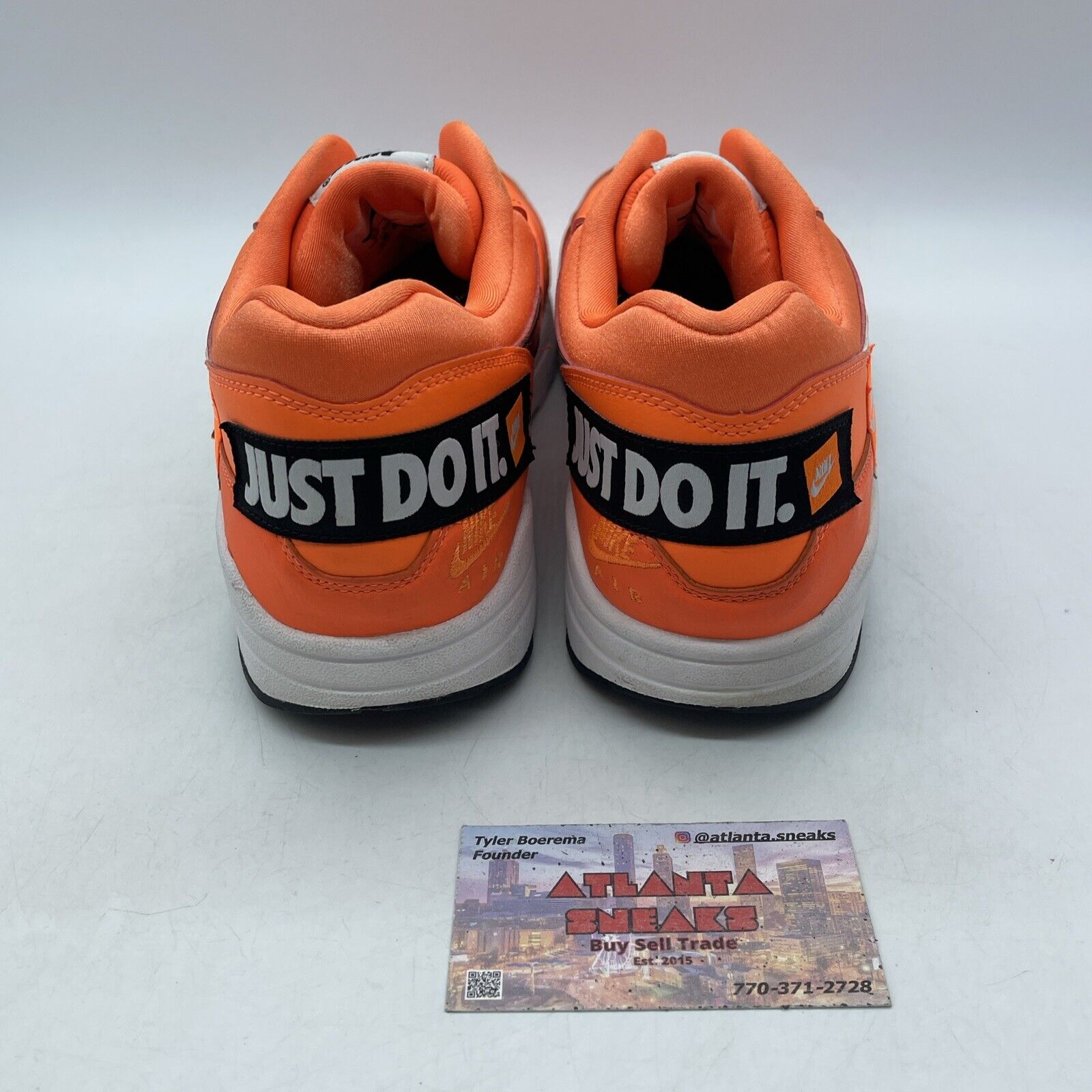 Size 9.5 - Nike Air Max 1 Just Do It Orange Leather Suede Black (AQ1021-800)