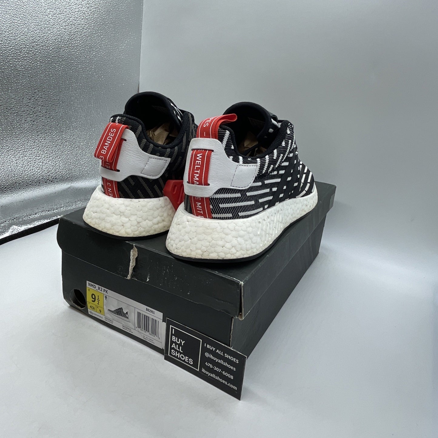 Size 9.5 - Adidas NMD_R2 PK Core Black Stripe (BB2951)