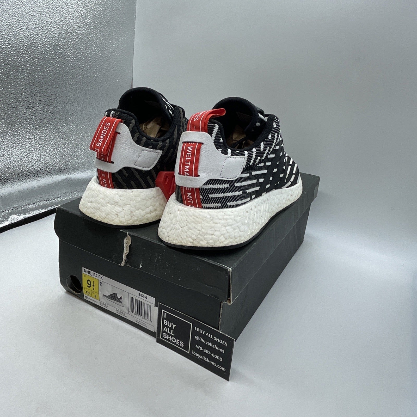 Size 9.5 - Adidas NMD_R2 PK Core Black Stripe (BB2951)