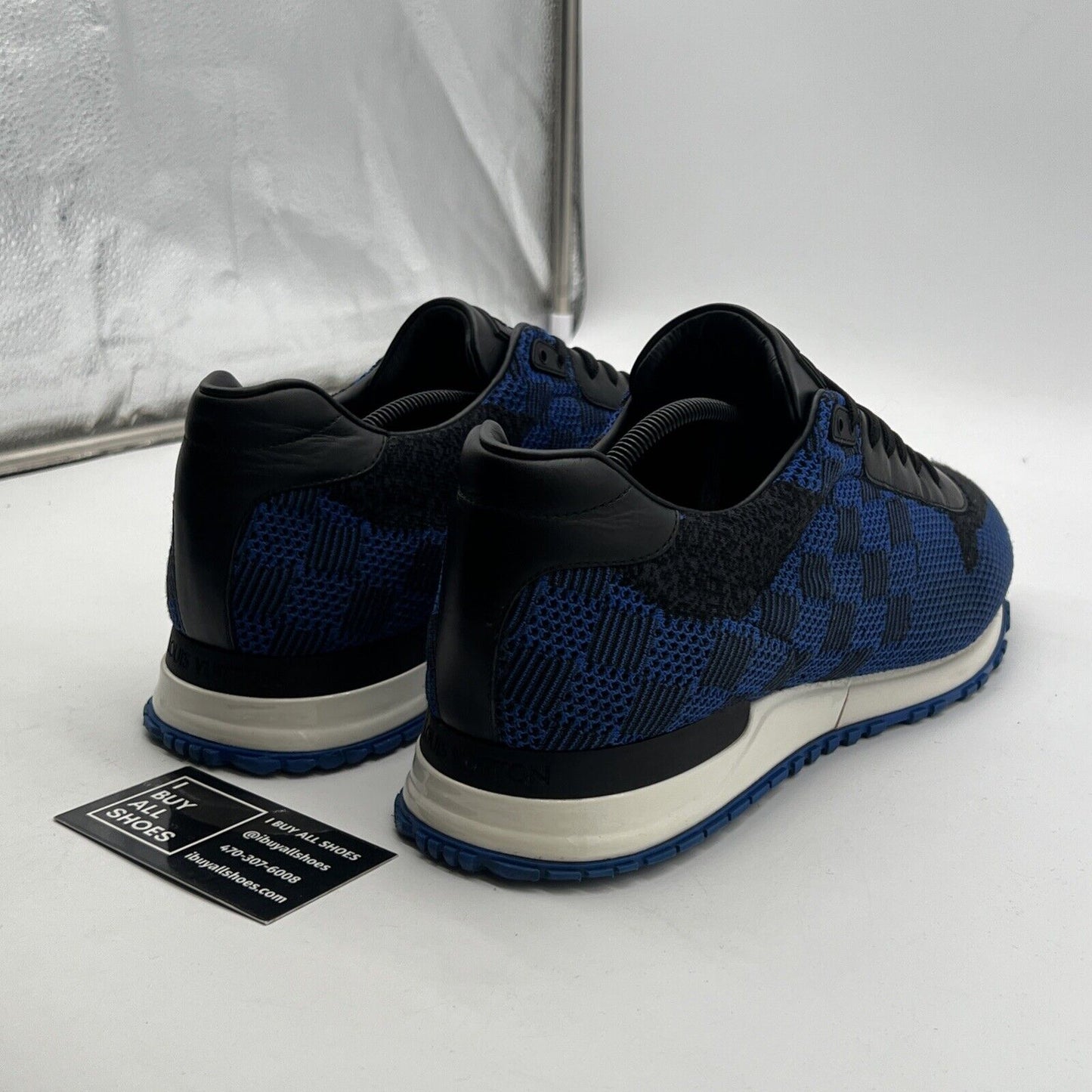Size 12.5 - Louis Vuitton Run Away Sneakers Blue Mesh Leather