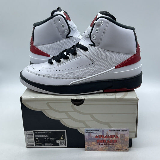 Size 5 - Jordan 2 Retro Mid Chicago White Red Black Leather (DX2454-106)