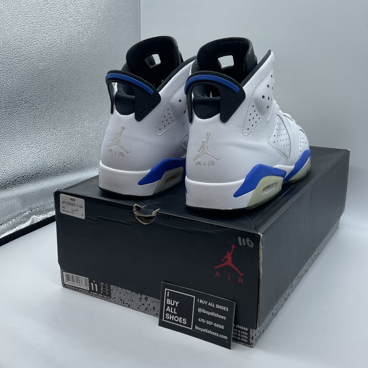 Size 11 - Air Jordan 6 Retro 2014 Sport Blue White Leather (384664-107)