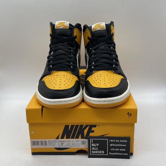 Size 9.5 - Jordan 1 Retro OG High Yellow Toe Black Leather (555088-711)