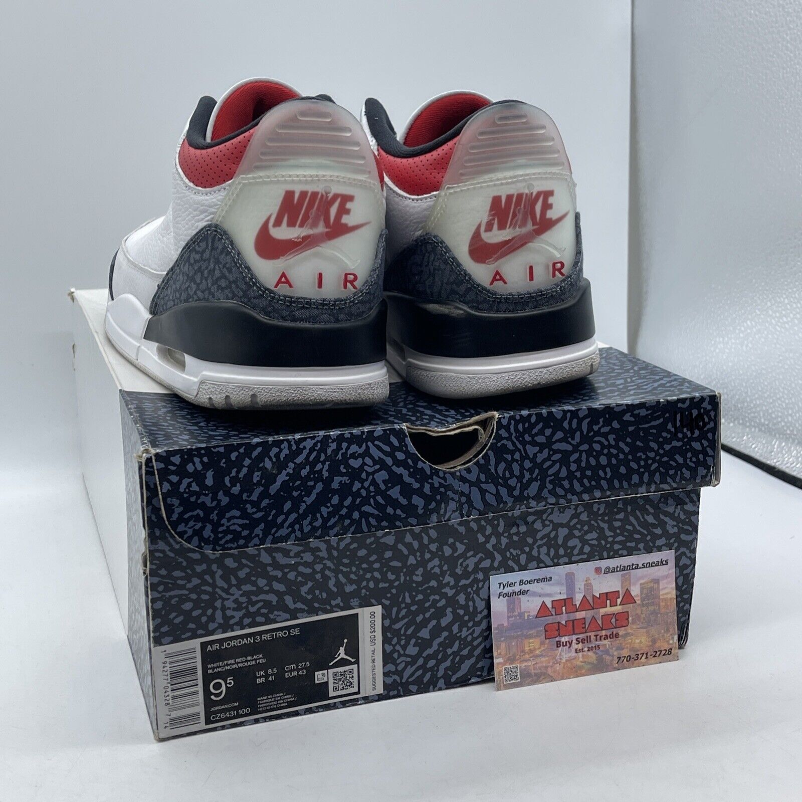 Size 9.5 - Jordan 3 Retro Denim Fire Red Blue Suede White Leather (CZ6431-100)