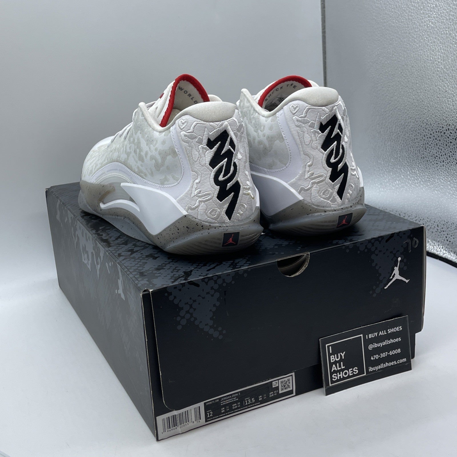 Size 12 - Jordan Zion 3 Fresh Paint White Grey Suede Leather (DR0675-106)