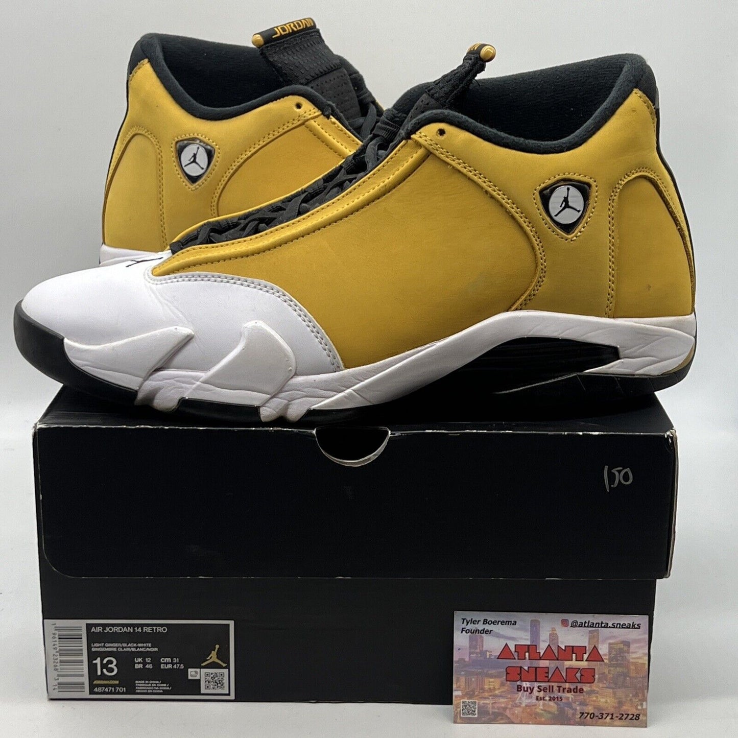 Size 13 - Jordan 14 Retro Light Ginger 2022 White Black Suede (487471-701)