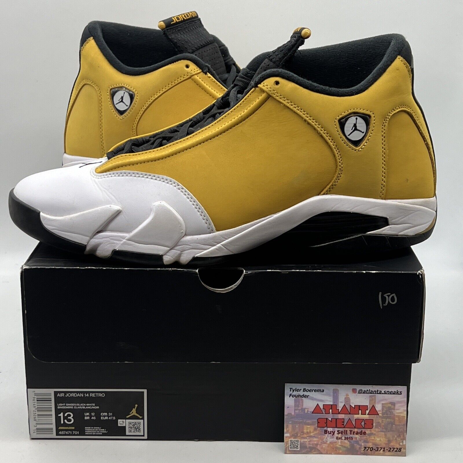Size 13 - Jordan 14 Retro Light Ginger 2022 White Black Suede (487471-701)