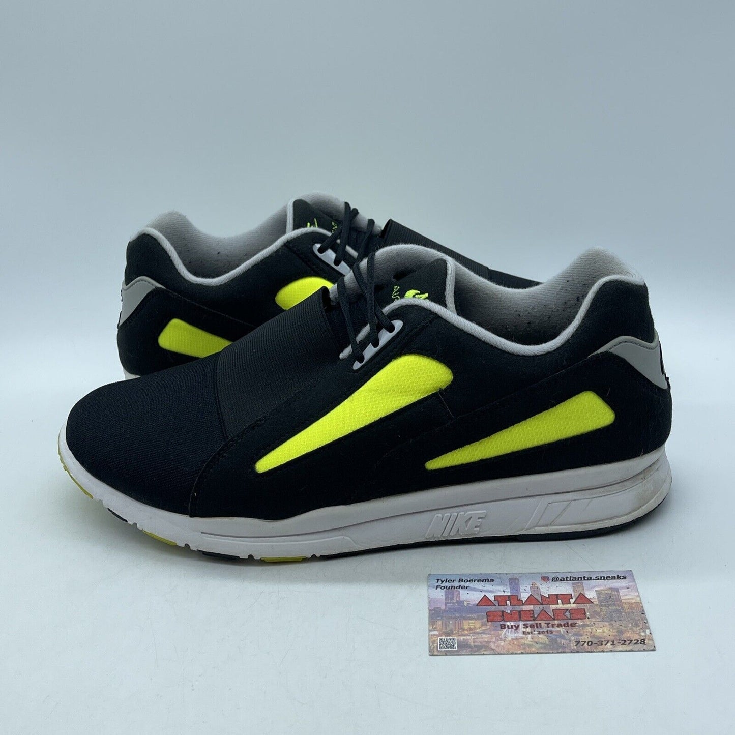 Size 11 - Nike Air Current Black Neon Yellow Grey Suede Leather (518161-010)