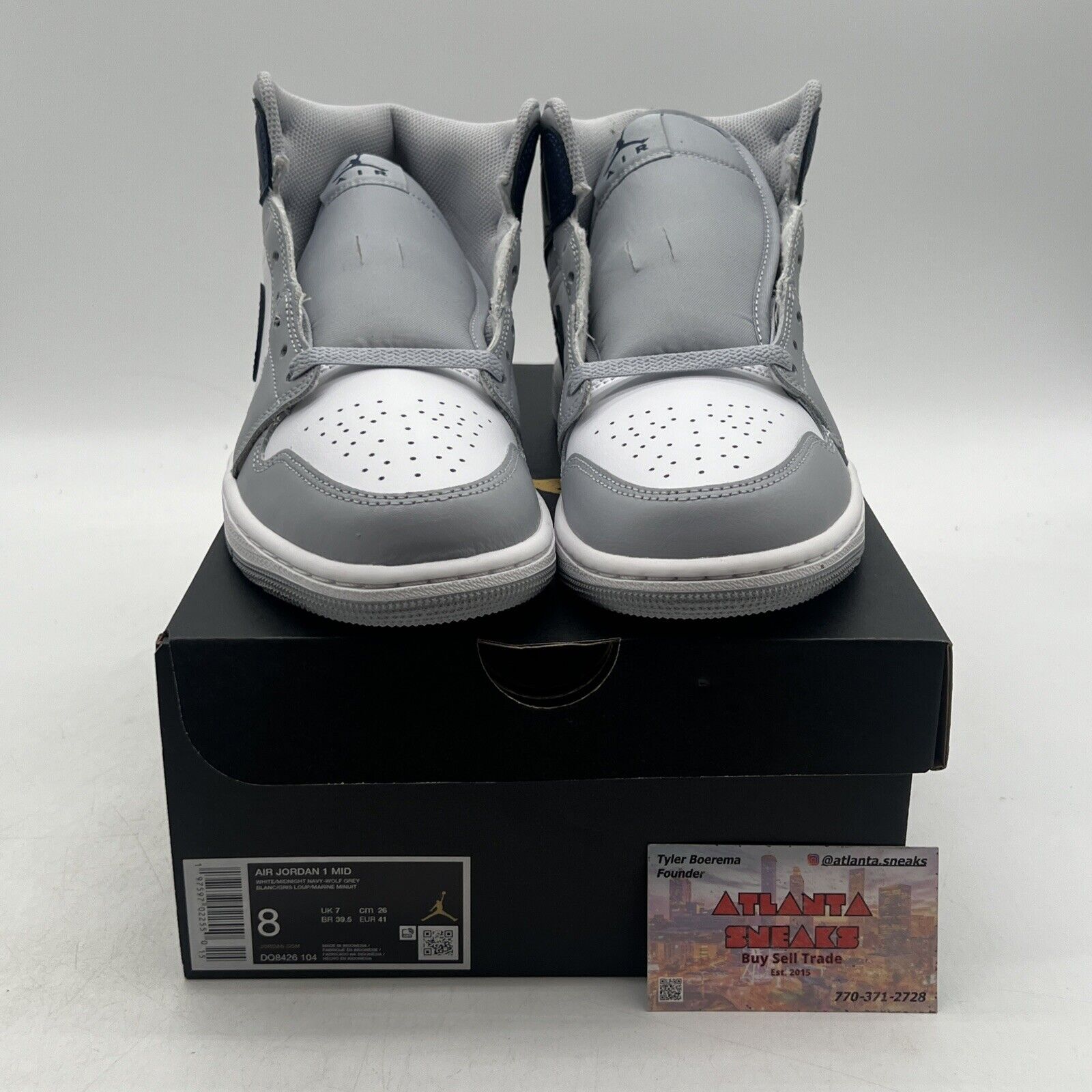 Size 8 - Air Jordan 1 Mid Wolf Grey Midnight Navy (DQ8426-104)