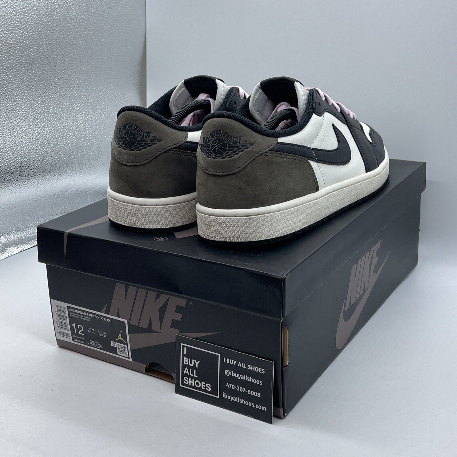 Size 12 - Air Jordan 1 Retro OG Low Mocha Black Brown Suede Leather (CZ0790-102)