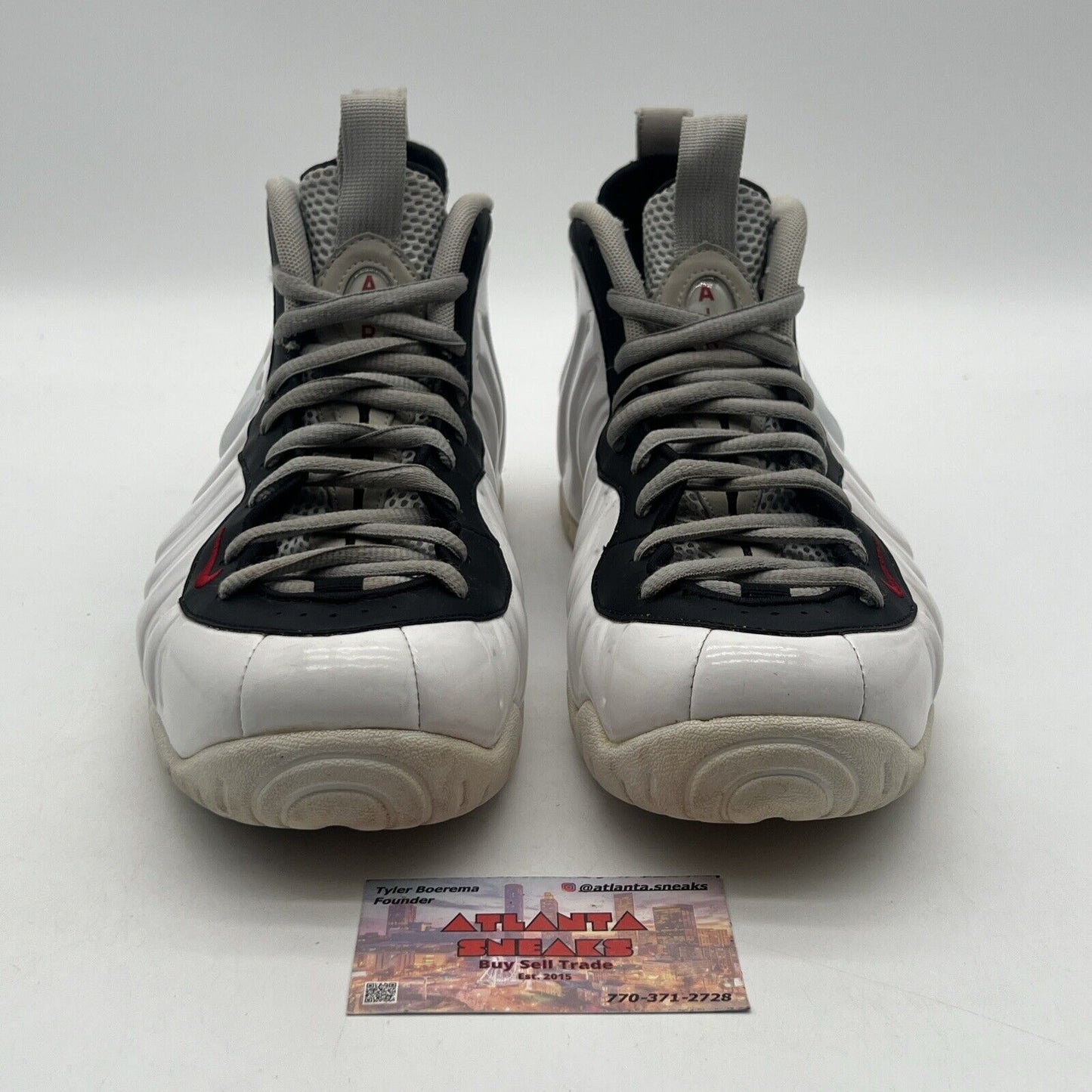 Size 10.5 - Nike Air Foamposite Pro Chrome White White Suede Red (624041-103)