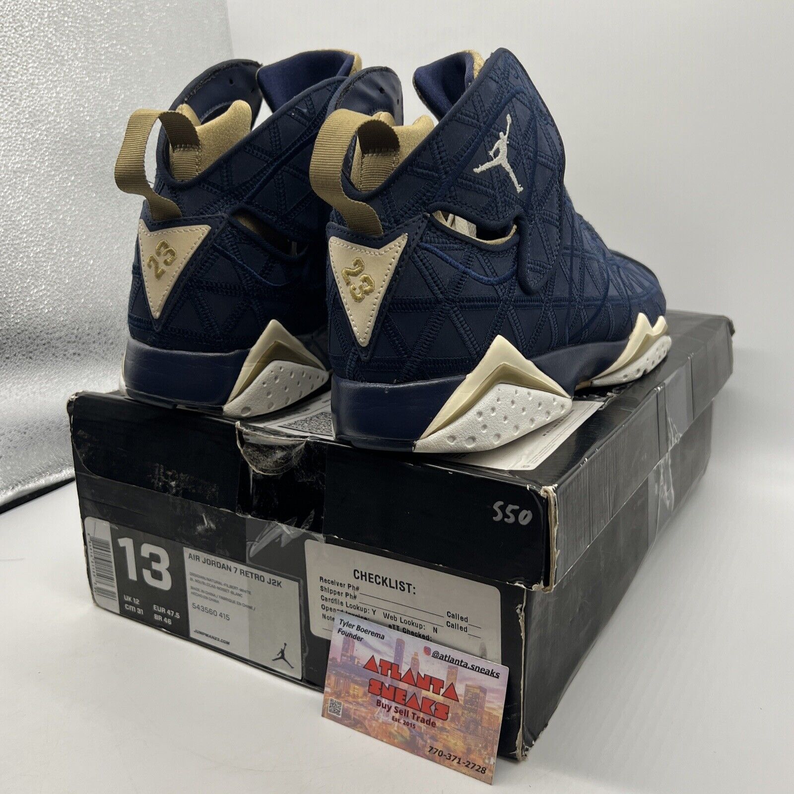 Size 13 - Air Jordan 7 Retro J2K Navy Tan White Suede (543560-414)