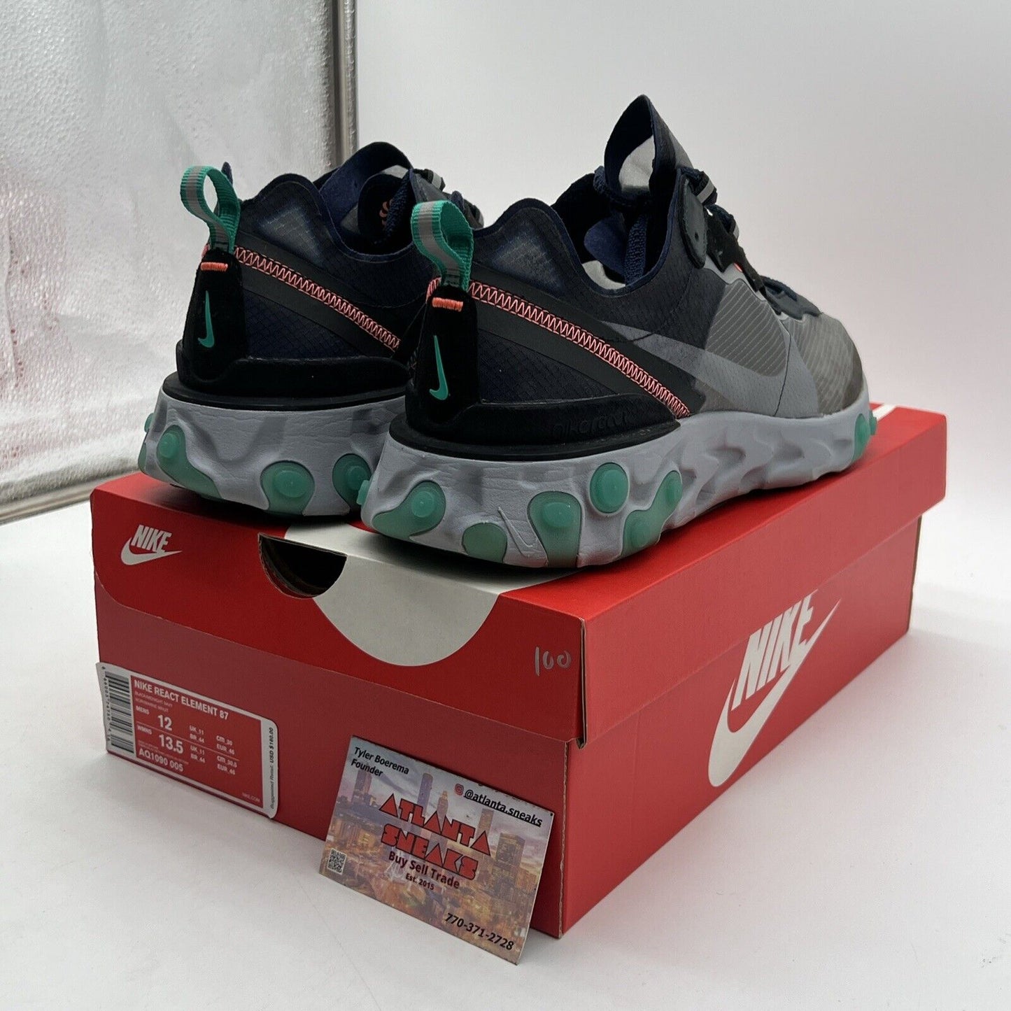 Size 12 - Nike React Element 87 Neptune Green 2018 Navy Grey (AQ1090-005)