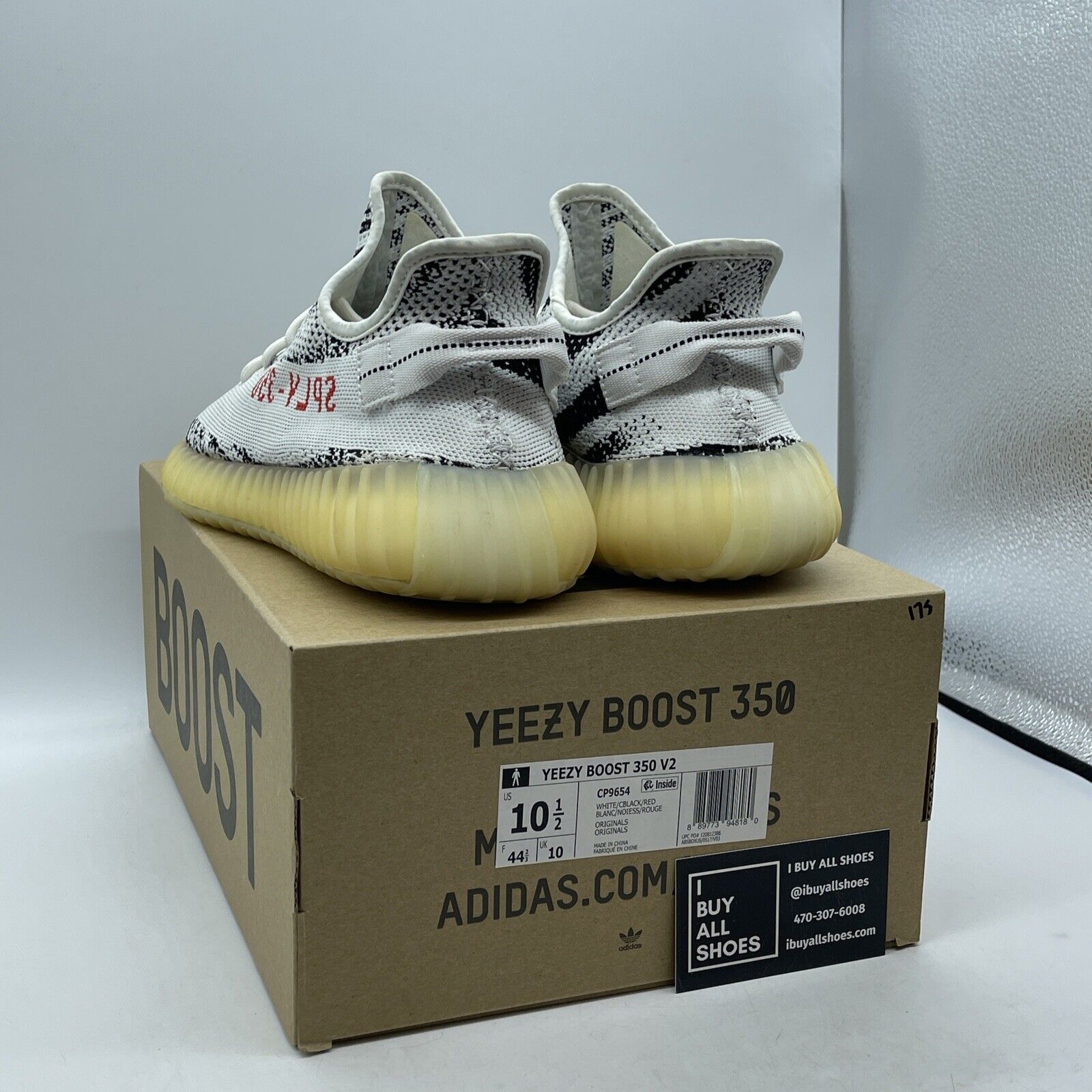 Size 10.5 - adidas Yeezy Boost 350 V2 Low Zebra Black White Red Suede (CP9654)
